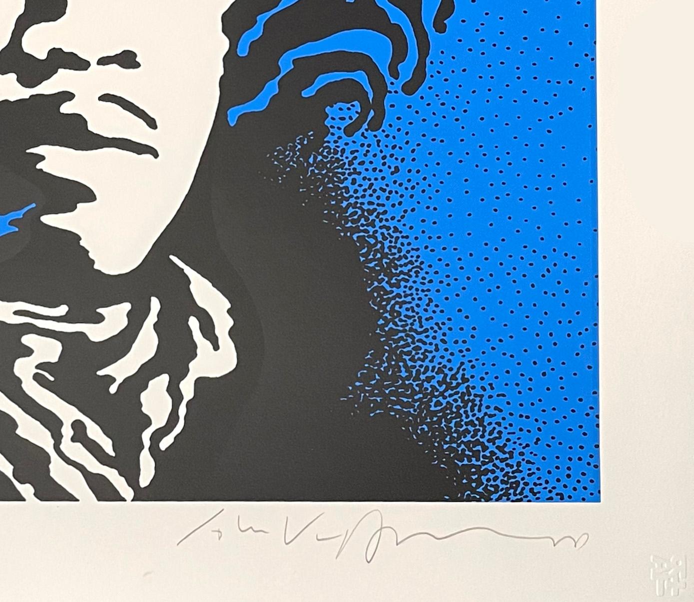 Jimi Hendrix - From the suite of 3 silkscreens, blue, red + silver - hand pulled by the artist
Paper size: 28 x 28