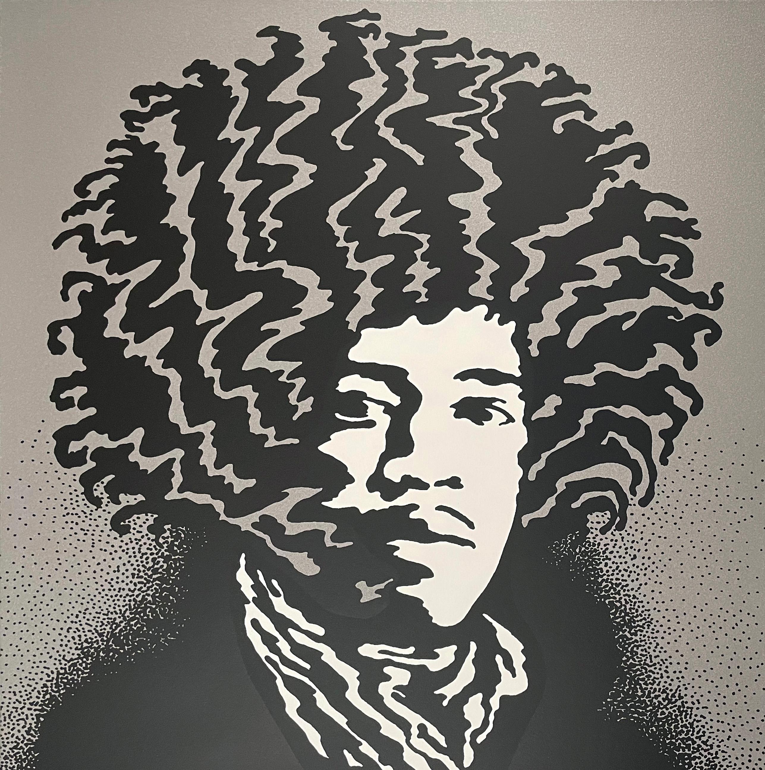 John Van Hamersveld Abstract Print - Jimi Hendrix (Silver)