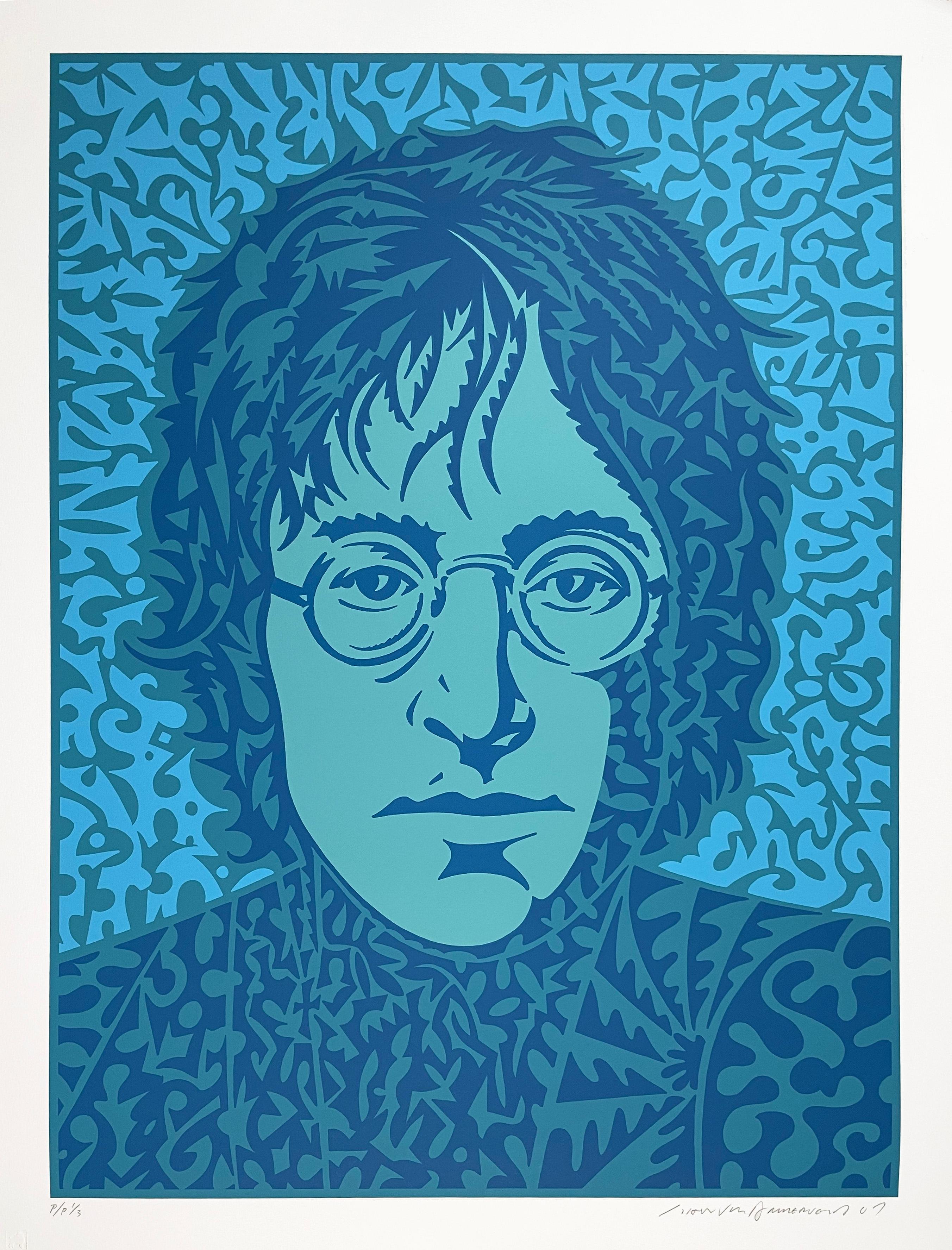 John Lennon (blaue Version) – Print von John Van Hamersveld
