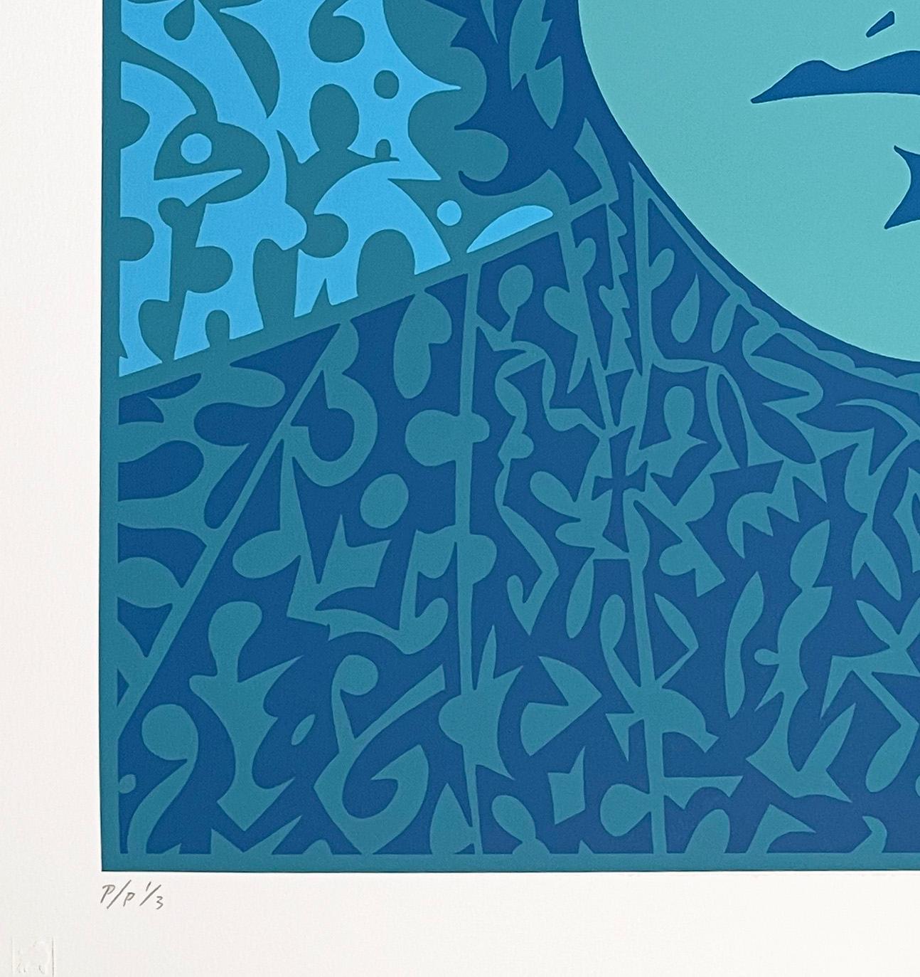 John Lennon (blue version) - Contemporary Print by John Van Hamersveld