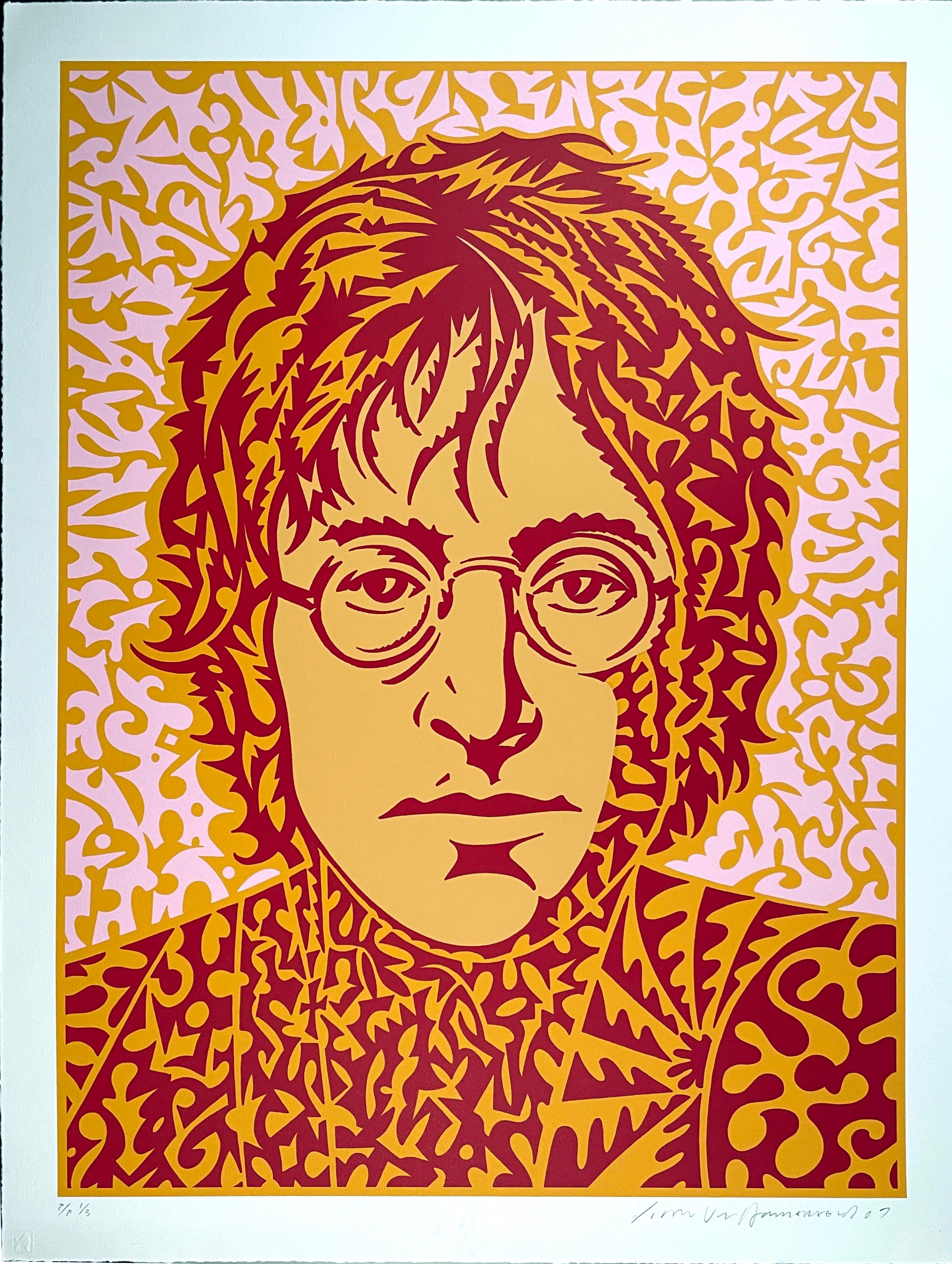 John Lennon (orangefarbene Version) – Print von John Van Hamersveld