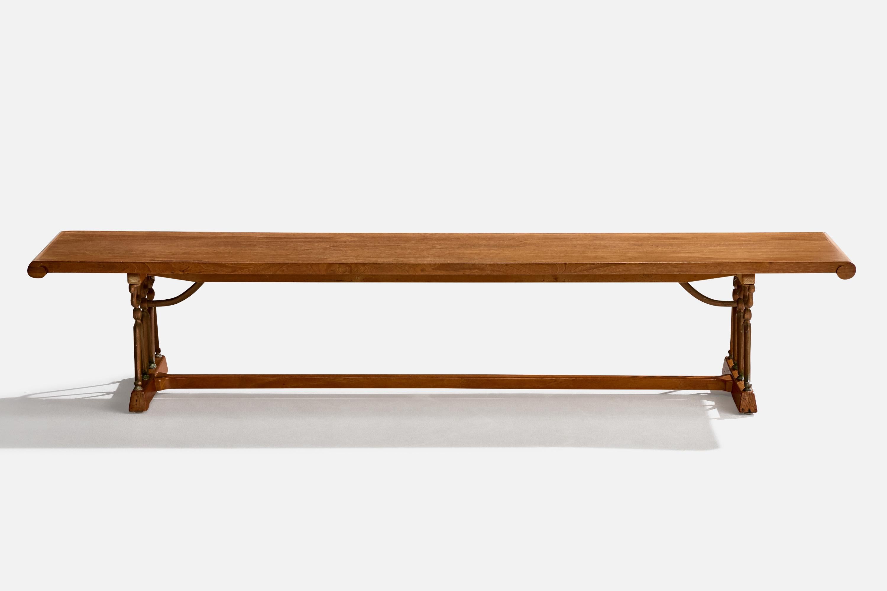 Mid-Century Modern John Van Koert, Bench, Walnut, Iron, USA, 1950s For Sale