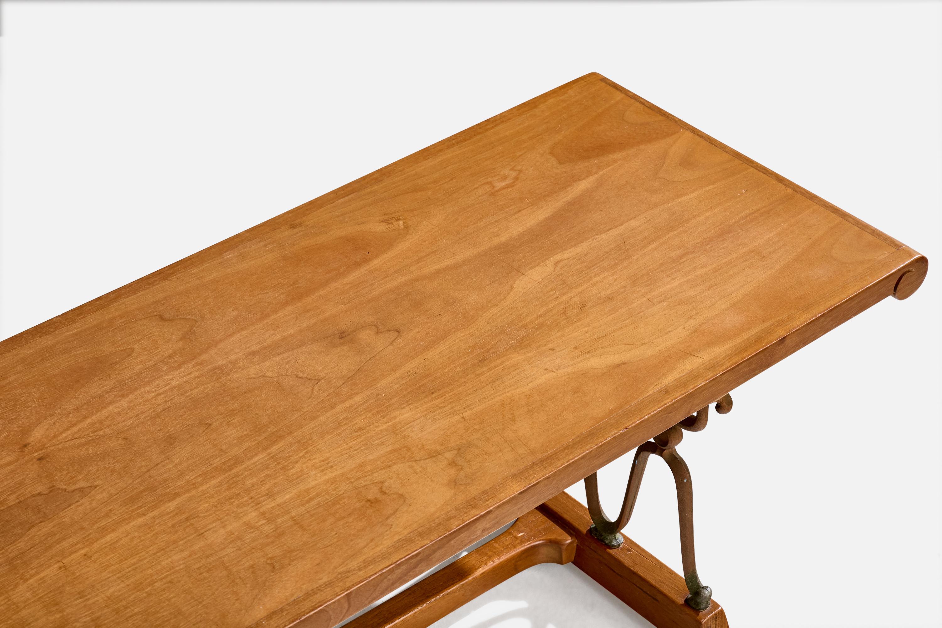 John Van Koert, Bench, Walnut, Iron, USA, 1950s In Good Condition For Sale In High Point, NC
