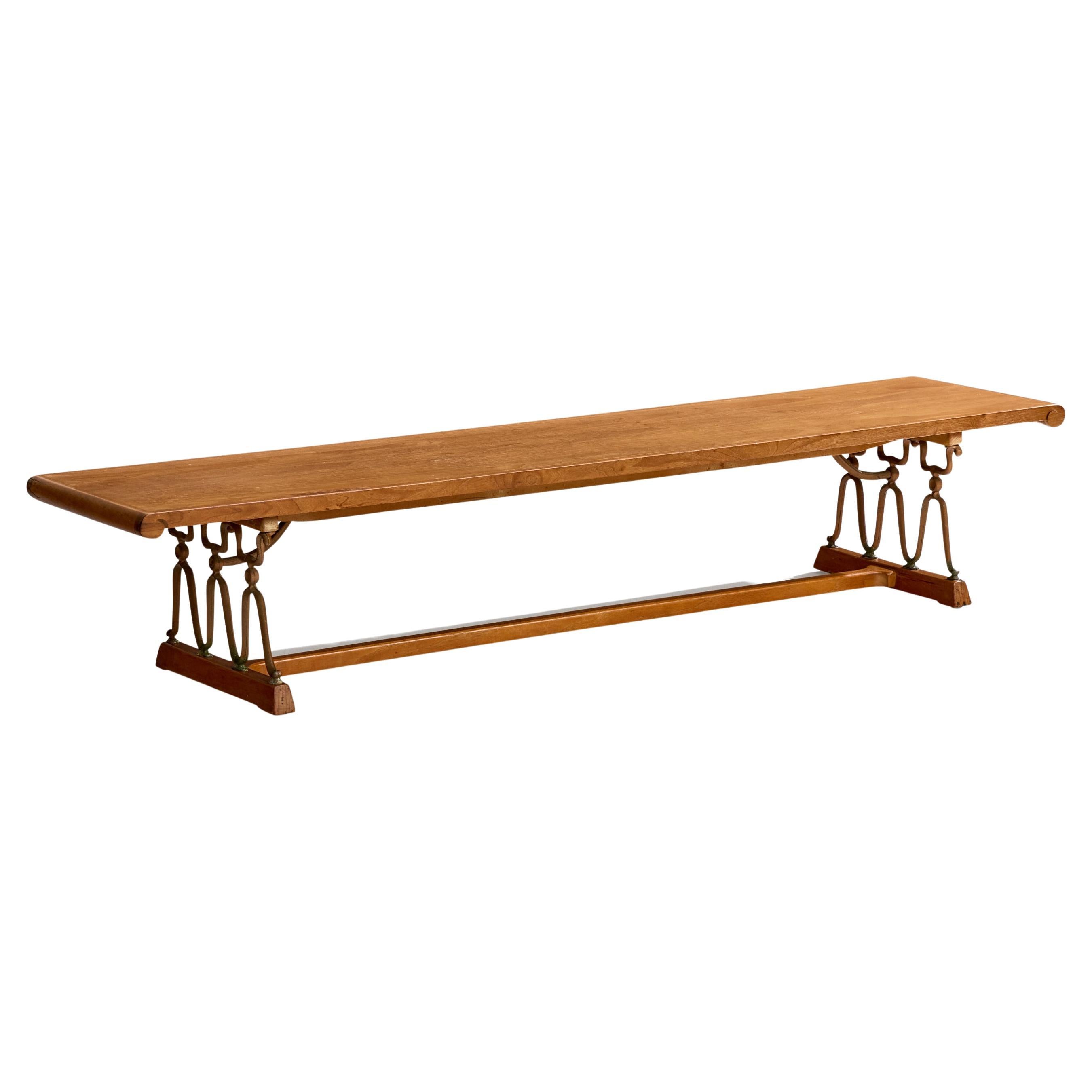 John Van Koert, Bench, Walnut, Iron, USA, 1950s
