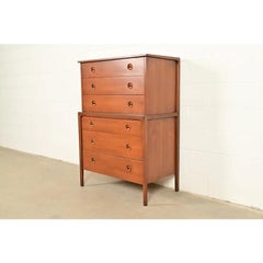 John Van Koert Counterpoint Mid-Century Modern Walnut Highboy Dresser, 1950s