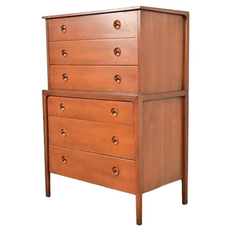 John Van Koert Counterpoint Mid-Century Modern Walnut Highboy Dresser, 1950s
