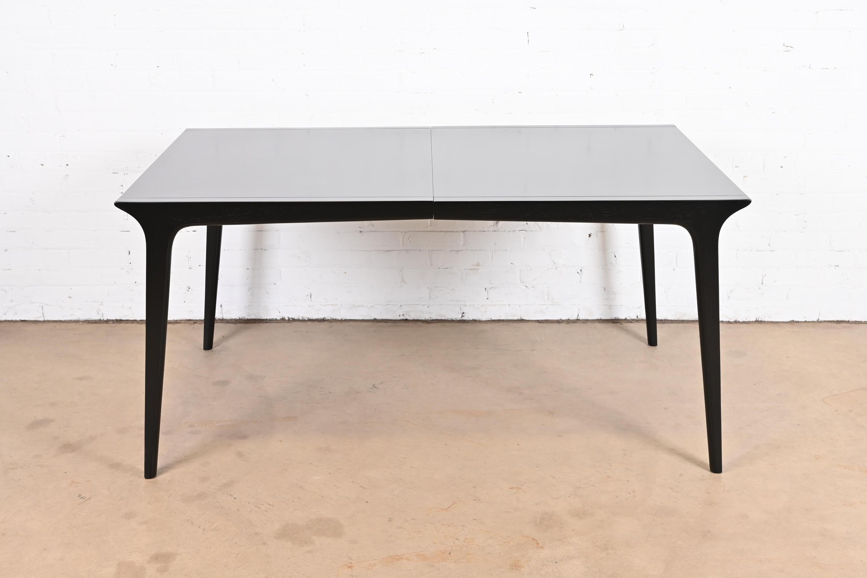 John Van Koert for Drexel Black Lacquered Dining Table, Newly Refinished For Sale 4