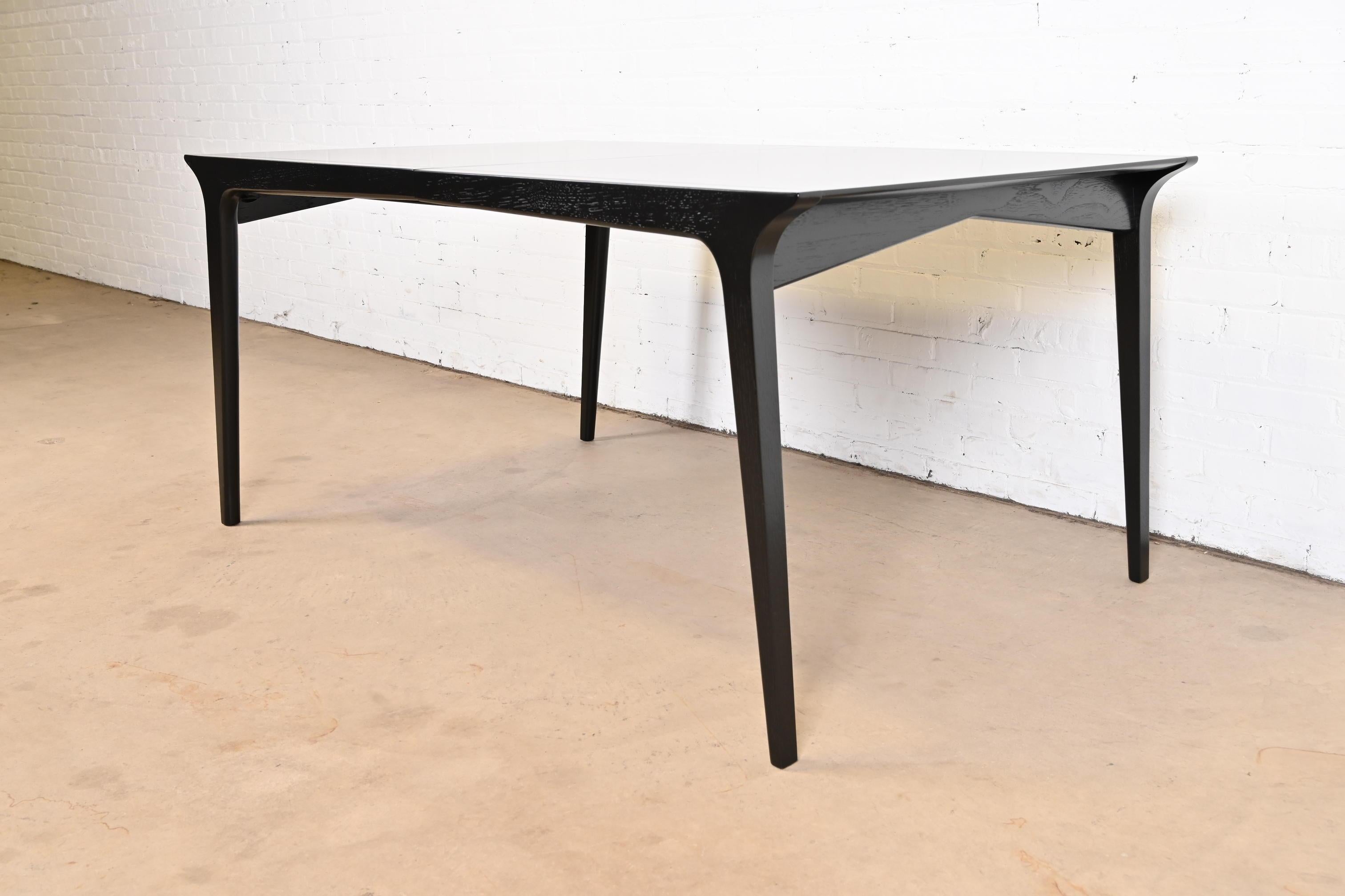 John Van Koert for Drexel Black Lacquered Dining Table, Newly Refinished For Sale 5