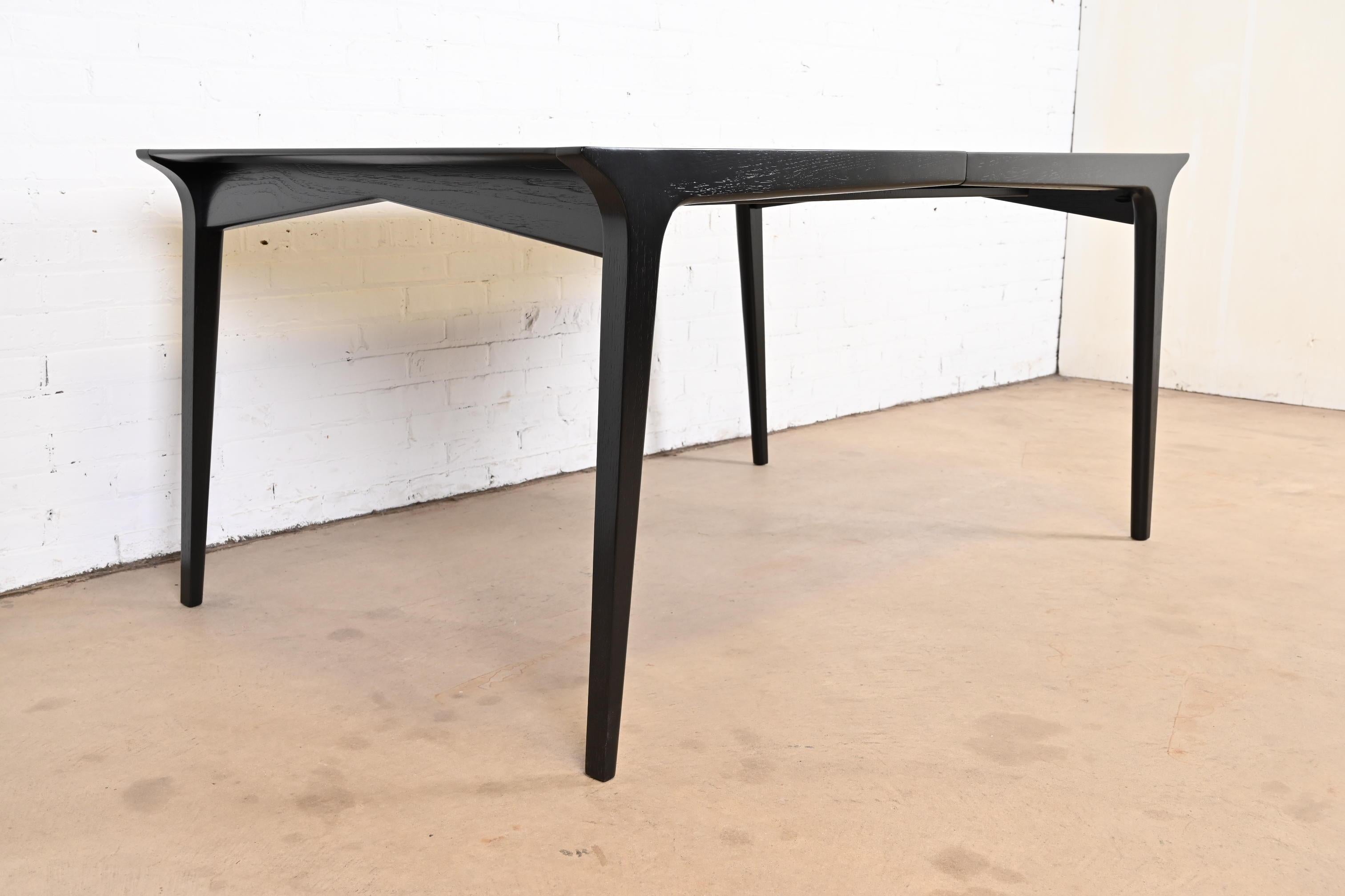 John Van Koert for Drexel Black Lacquered Dining Table, Newly Refinished For Sale 6