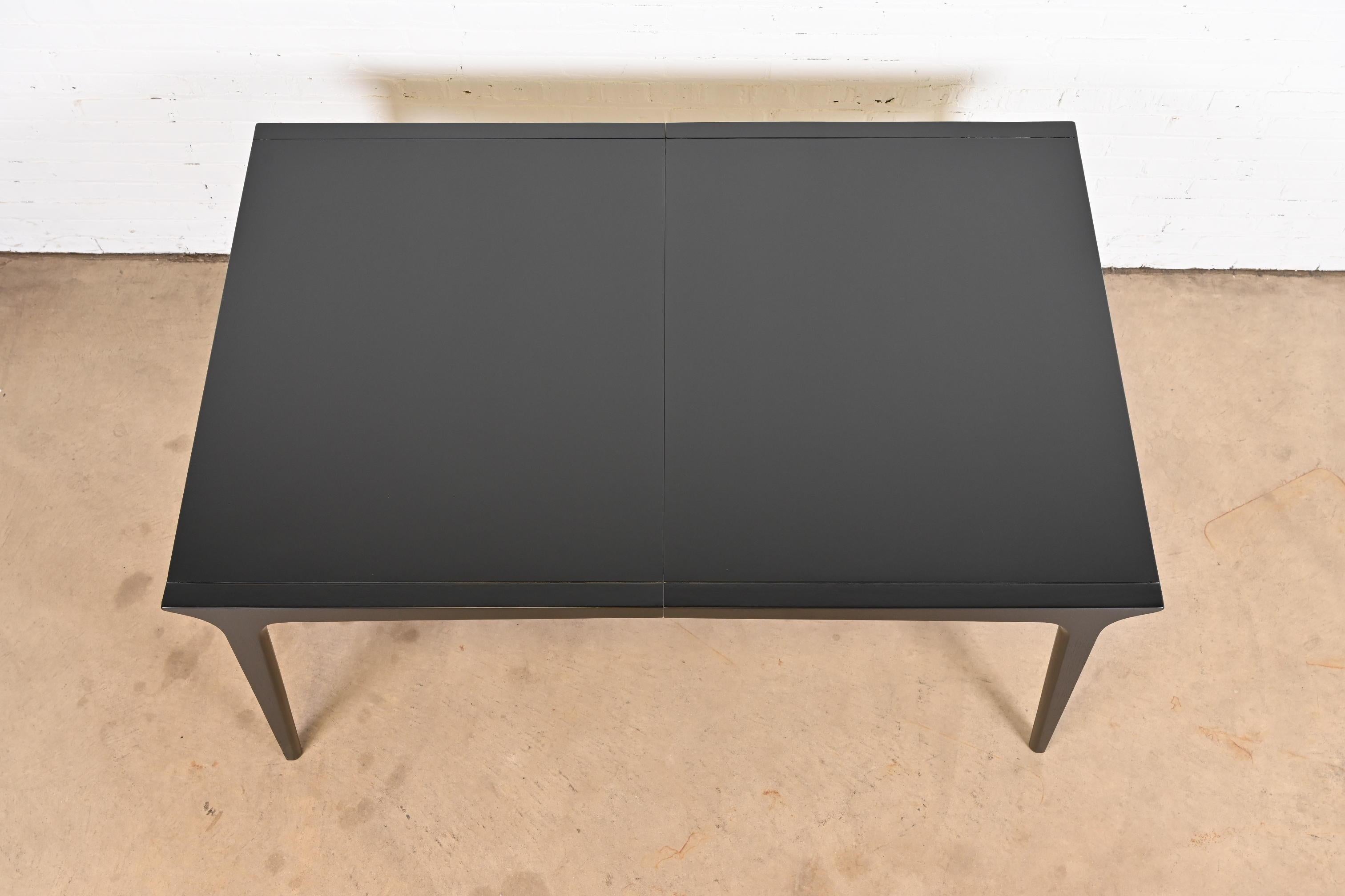 John Van Koert for Drexel Black Lacquered Dining Table, Newly Refinished For Sale 7