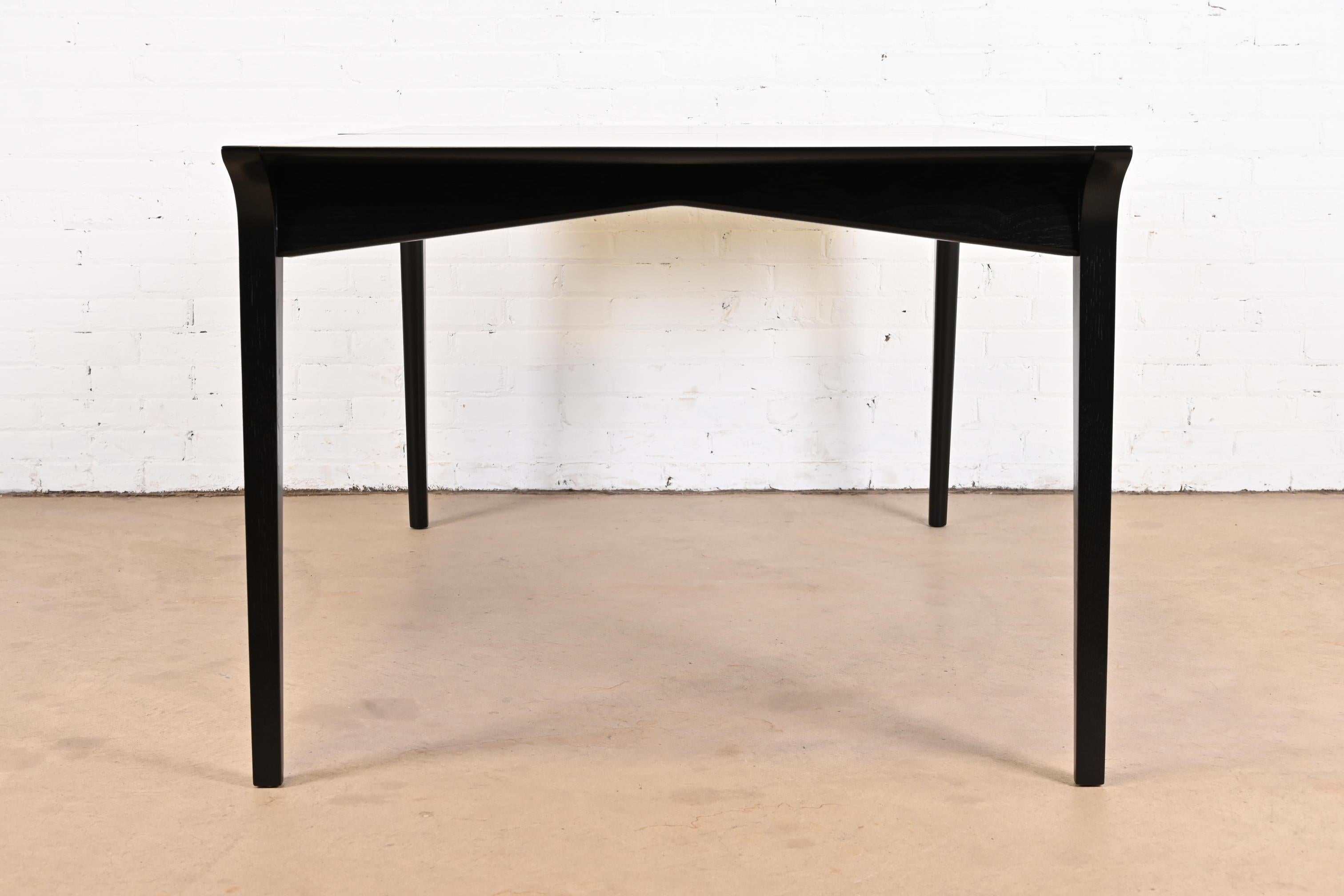 John Van Koert for Drexel Black Lacquered Dining Table, Newly Refinished For Sale 8