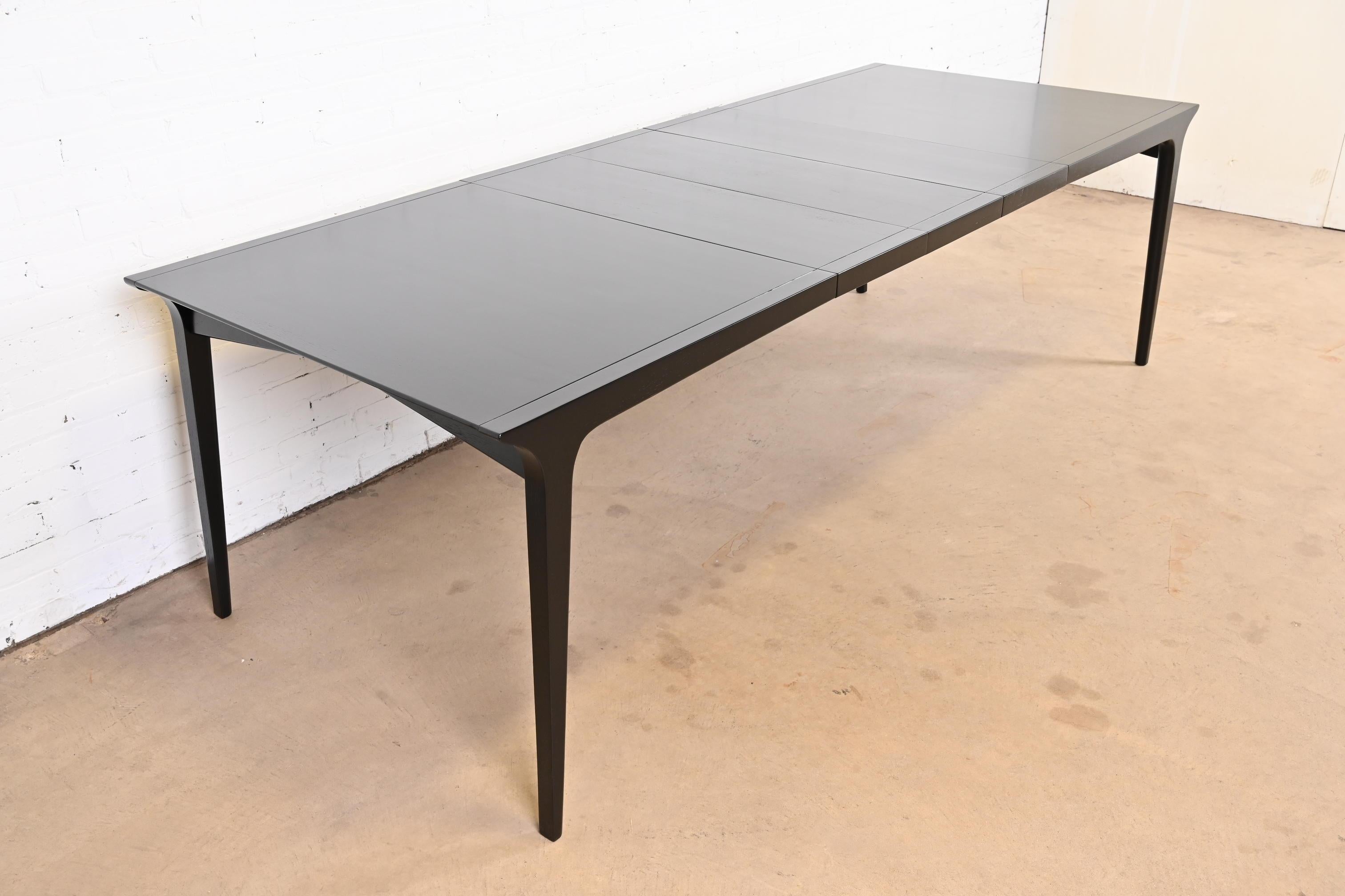 Mid-20th Century John Van Koert for Drexel Black Lacquered Dining Table, Newly Refinished For Sale