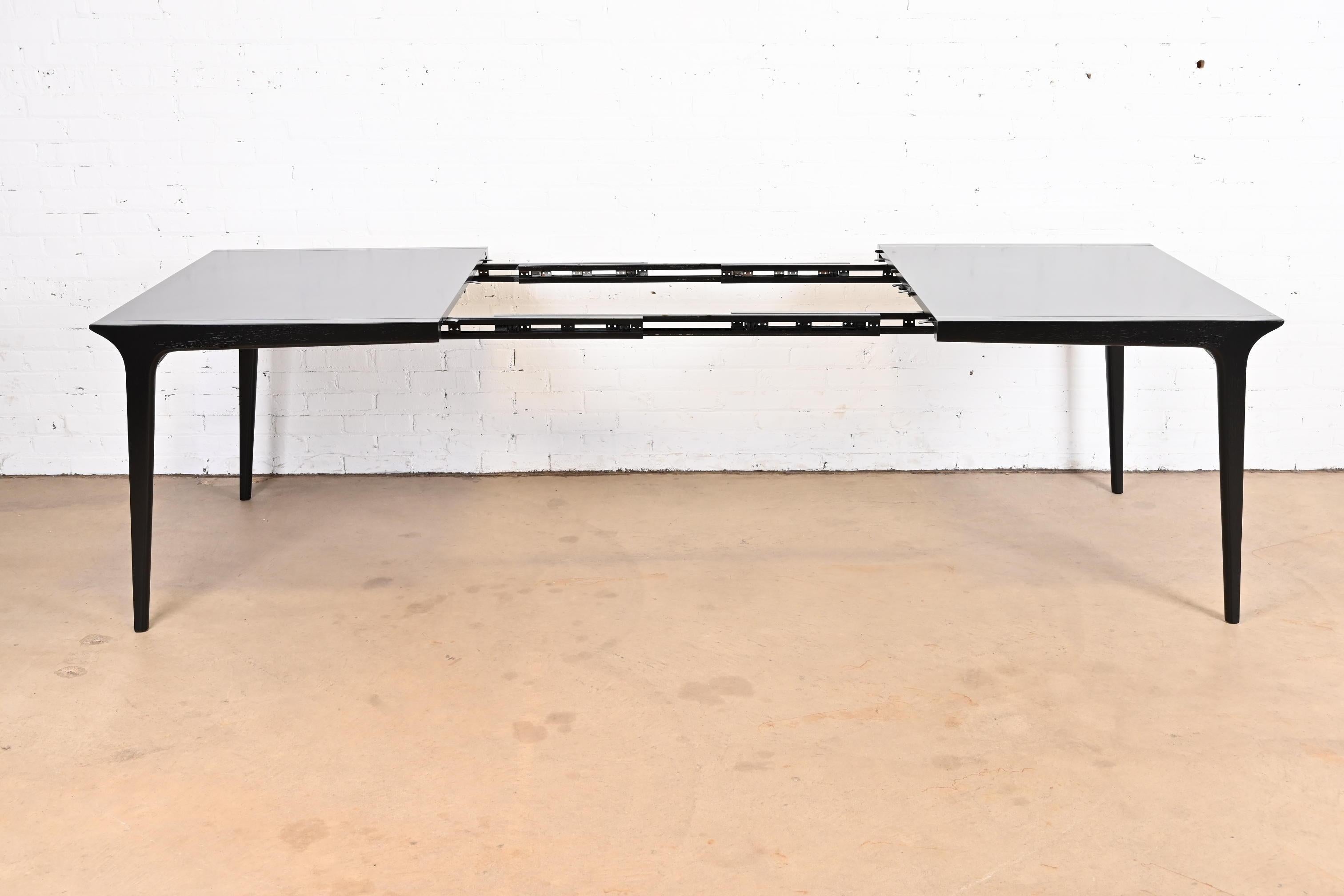 John Van Koert for Drexel Black Lacquered Dining Table, Newly Refinished For Sale 3