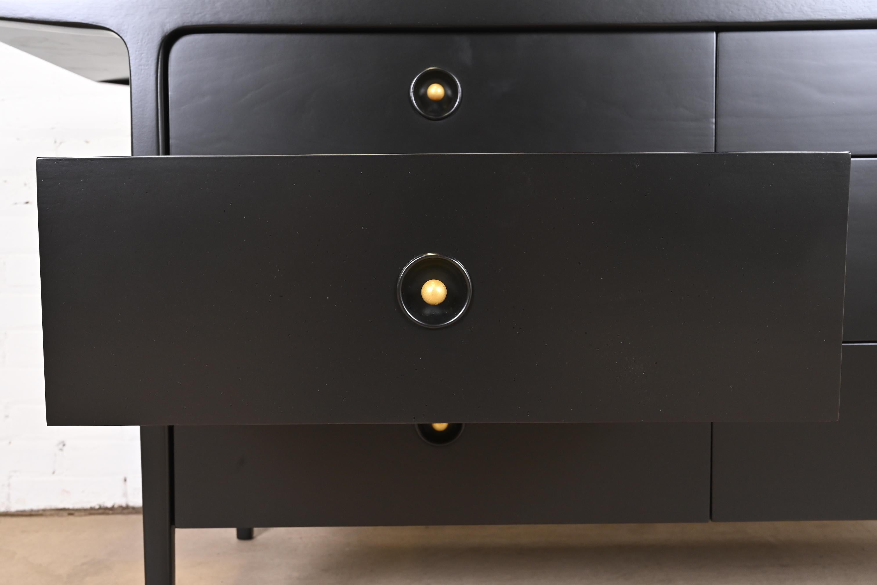 John Van Koert for Drexel Black Lacquered Double Dresser, Newly Refinished 3