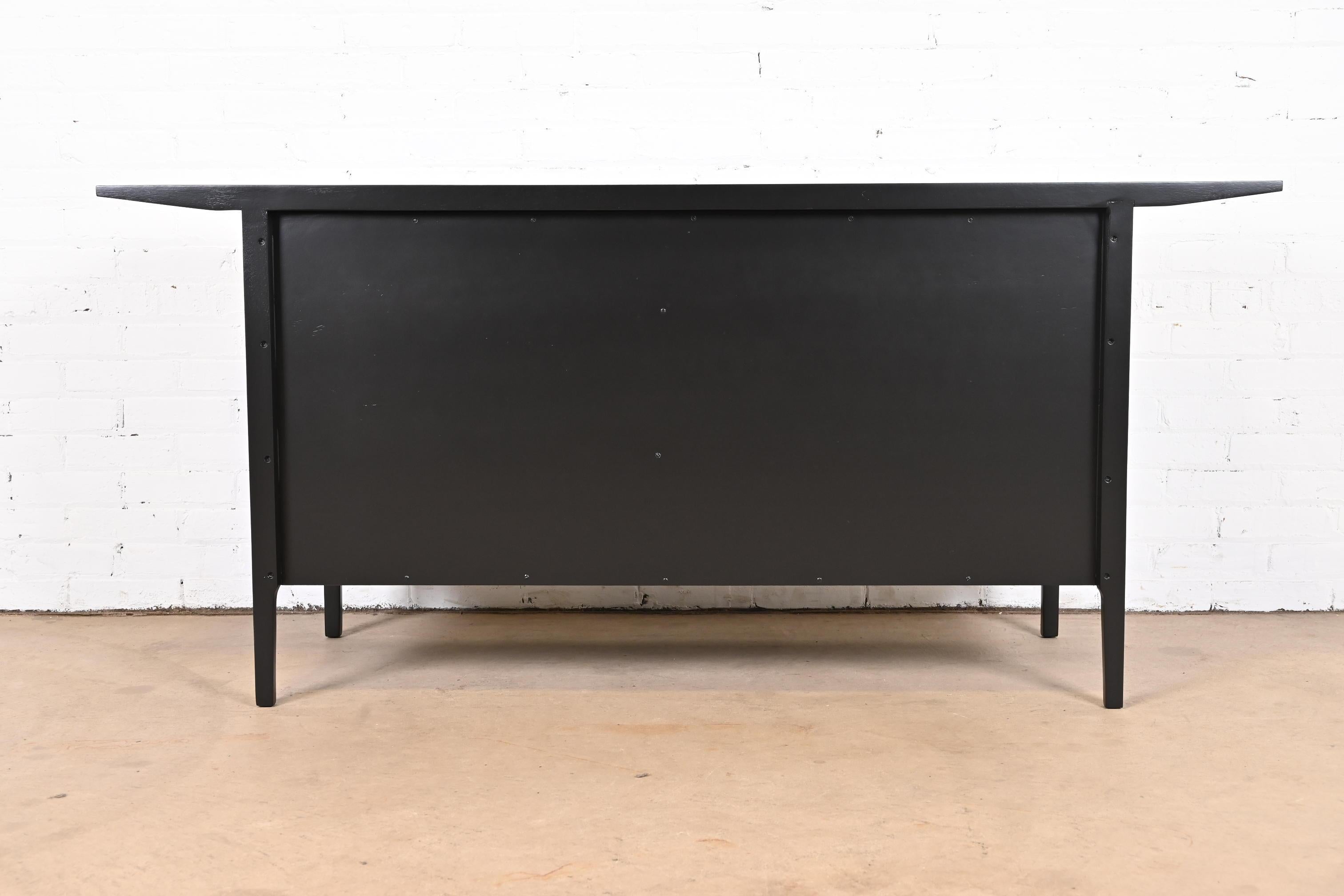 John Van Koert for Drexel Black Lacquered Double Dresser, Newly Refinished 9