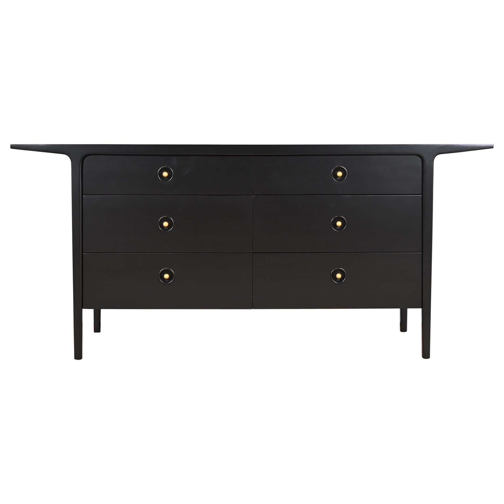 John Van Koert for Drexel Black Lacquered Double Dresser, Newly Refinished