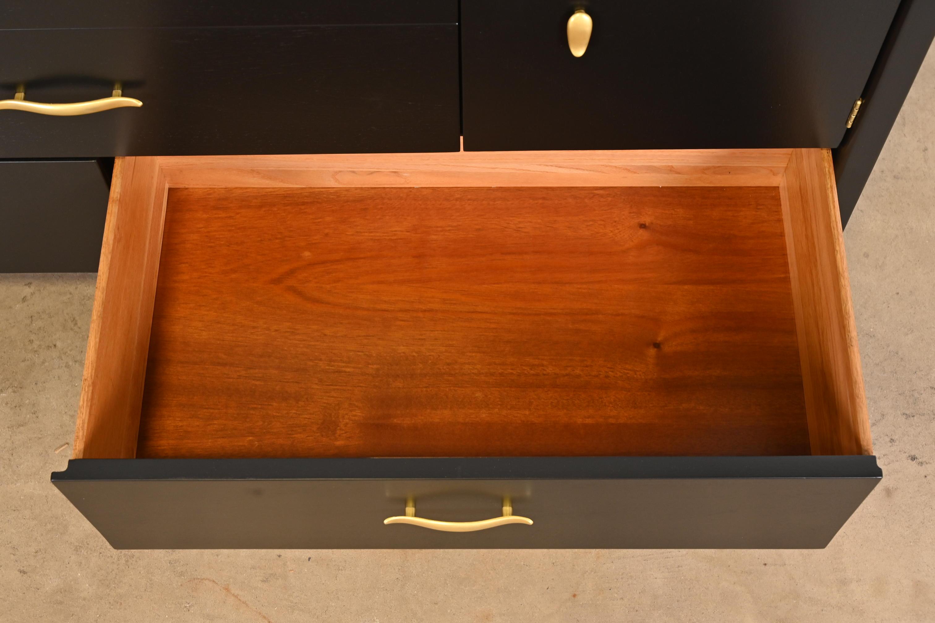 John Van Koert for Drexel Black Lacquered Dresser or Credenza, Newly Refinished For Sale 3