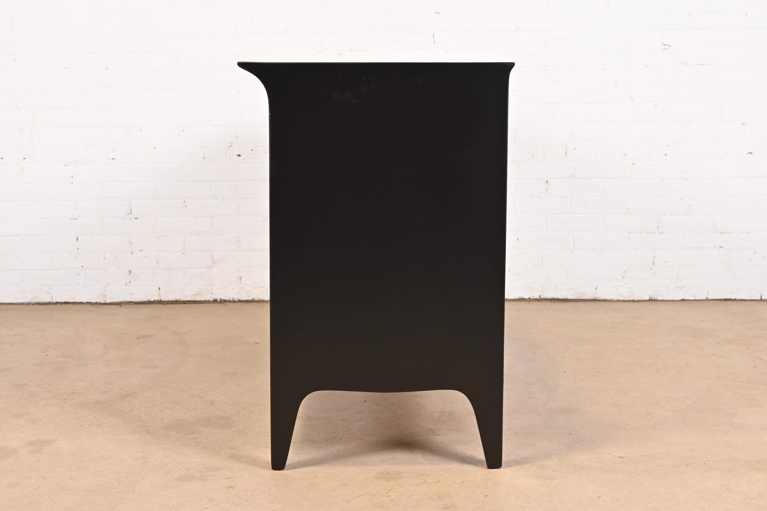 John Van Koert for Drexel Black Lacquered Dresser or Credenza, Newly Refinished For Sale 7
