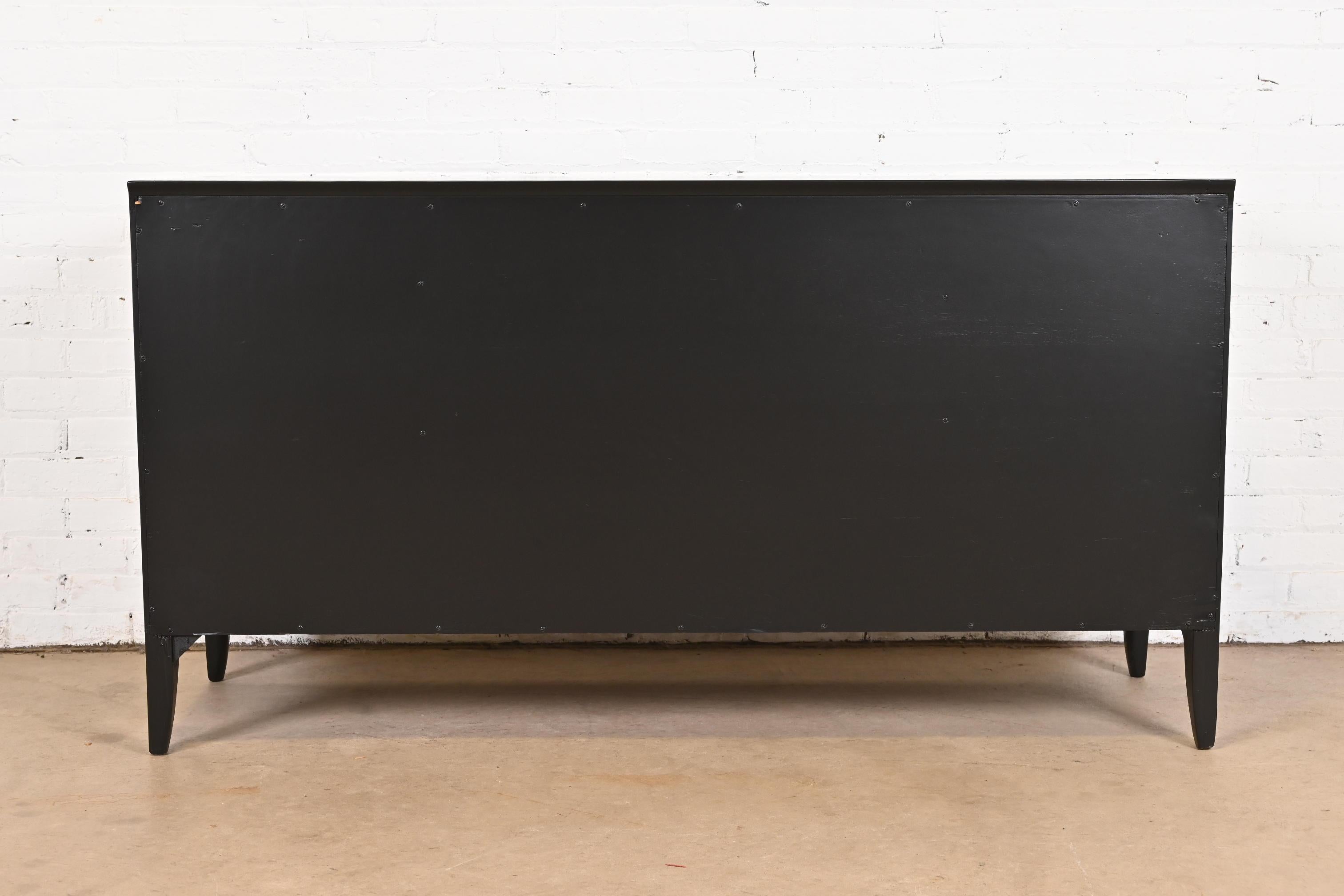 John Van Koert for Drexel Black Lacquered Dresser or Credenza, Newly Refinished For Sale 8