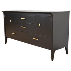 Commode ou crédence laquée noire John Van Koert pour Drexel, nouvellement revernie