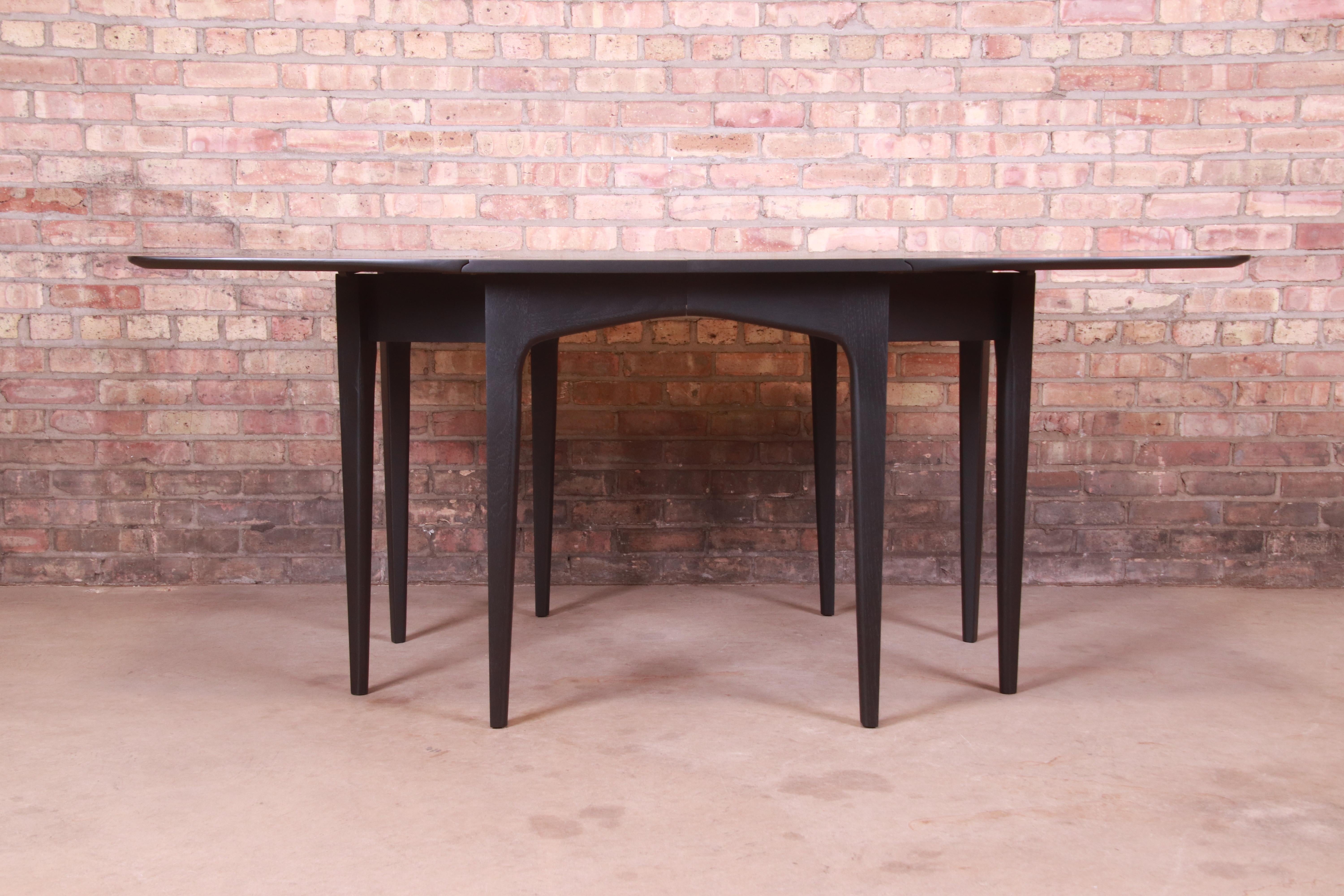 John Van Koert for Drexel Black Lacquered Extension Dining Table, Refinished 4