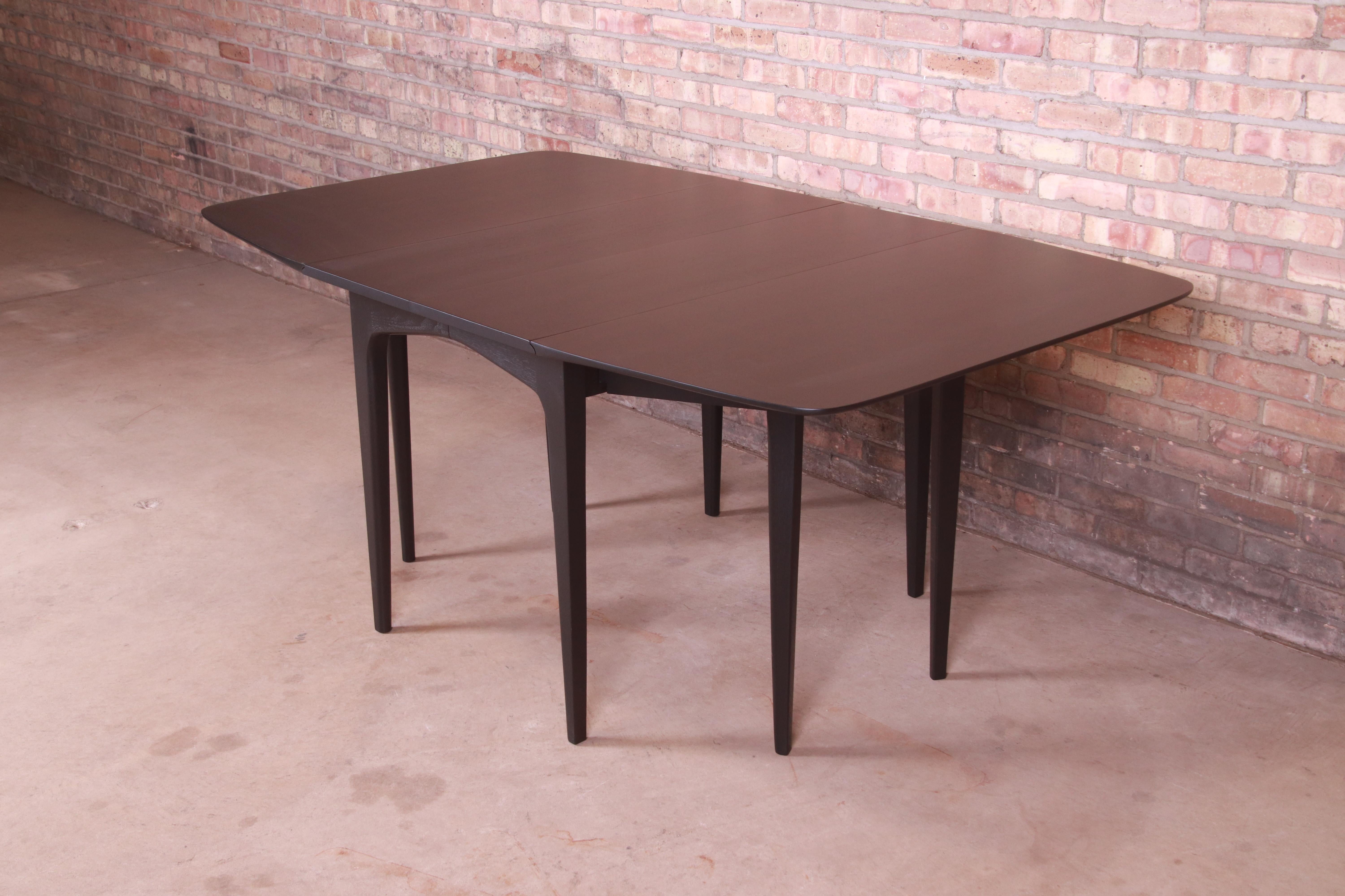 John Van Koert for Drexel Black Lacquered Extension Dining Table, Refinished 5