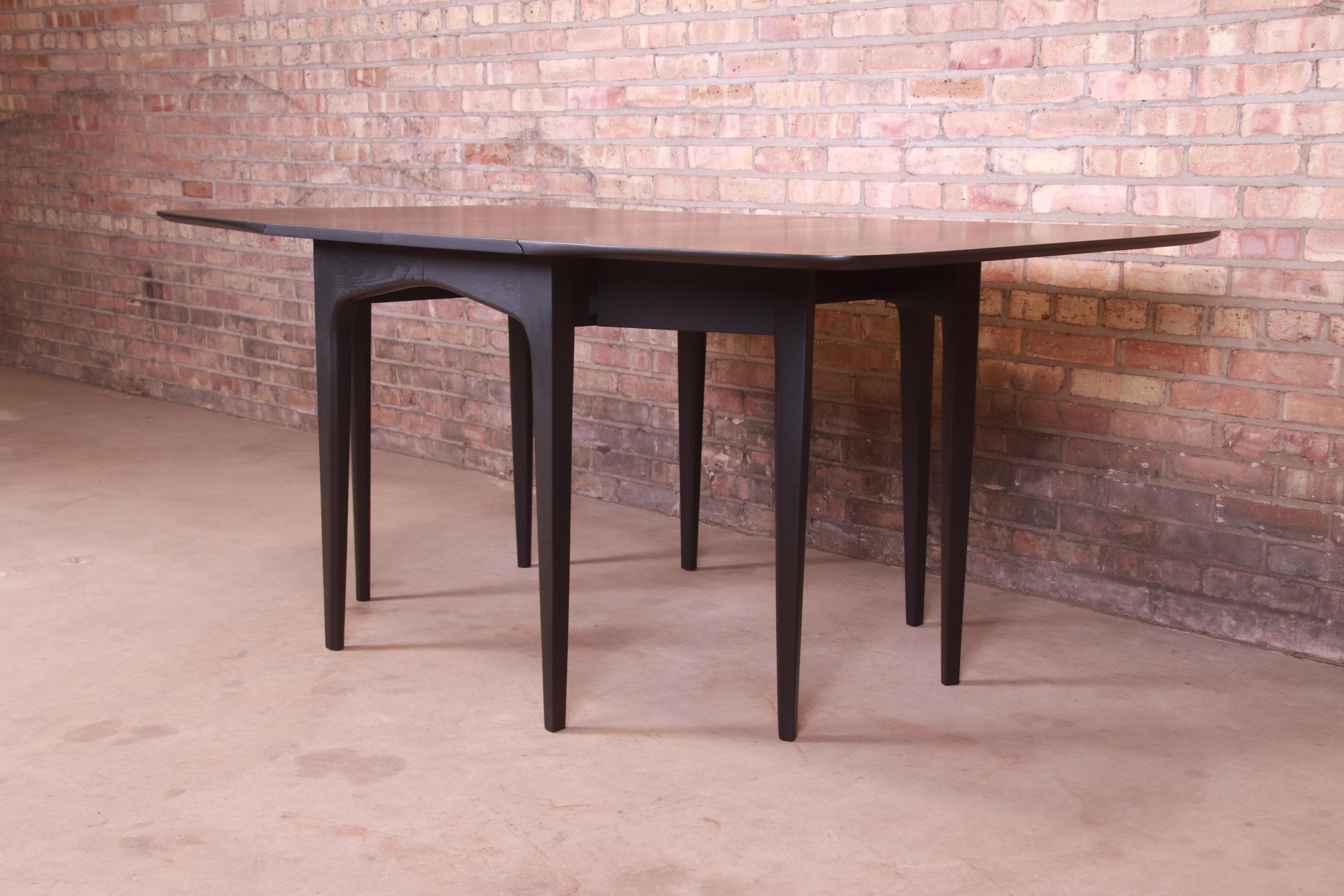John Van Koert for Drexel Black Lacquered Extension Dining Table, Refinished 6