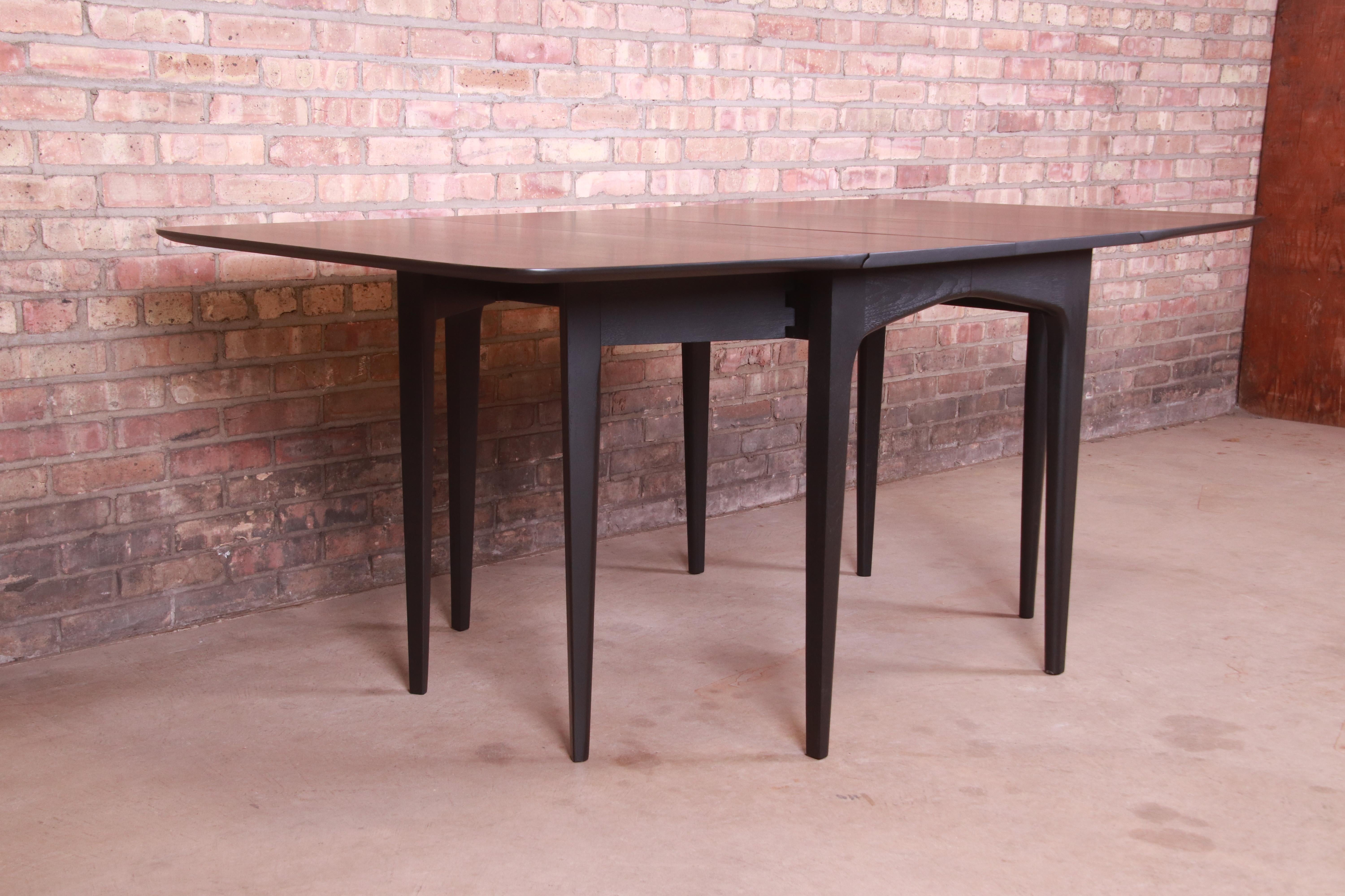 John Van Koert for Drexel Black Lacquered Extension Dining Table, Refinished 7
