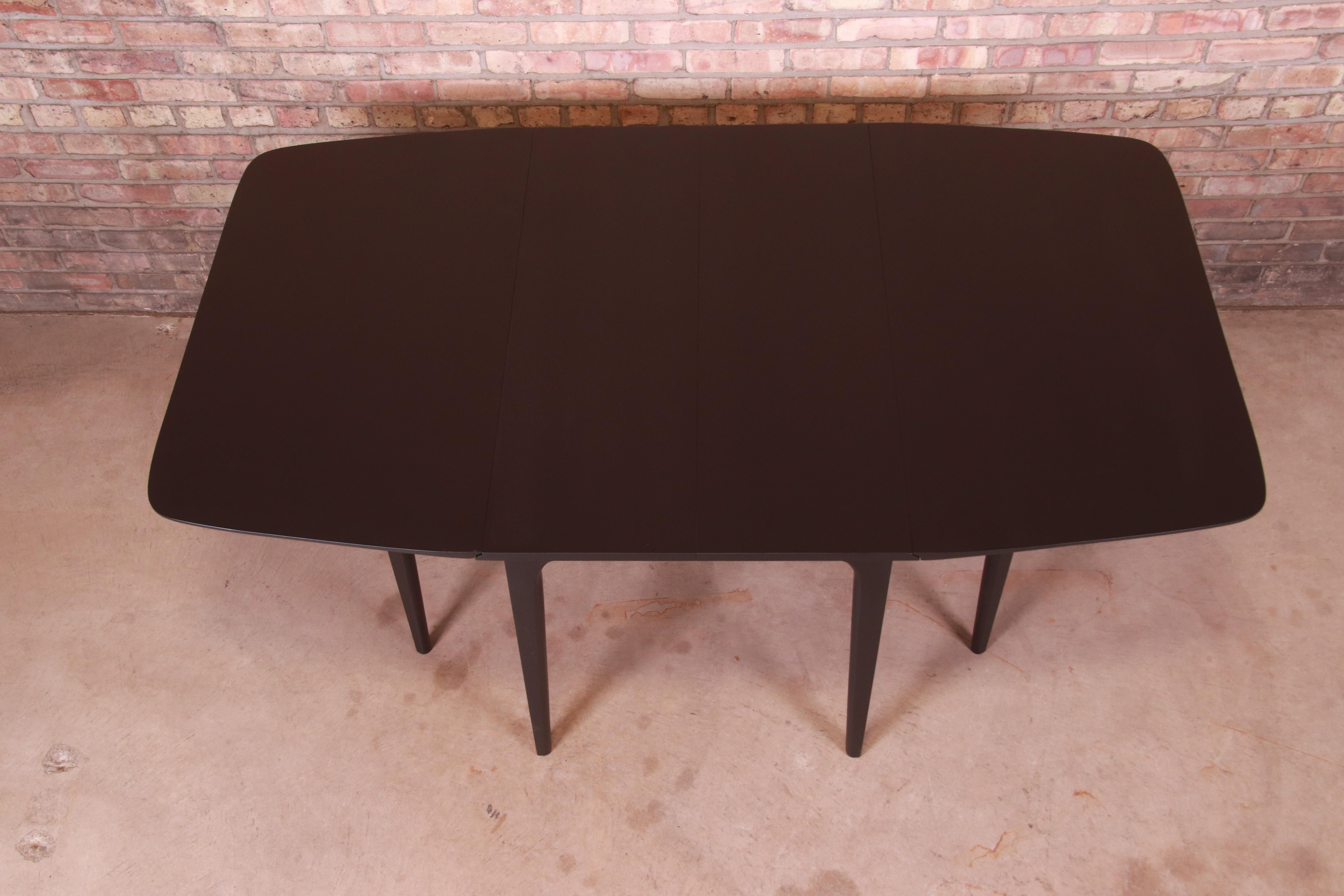 John Van Koert for Drexel Black Lacquered Extension Dining Table, Refinished 8