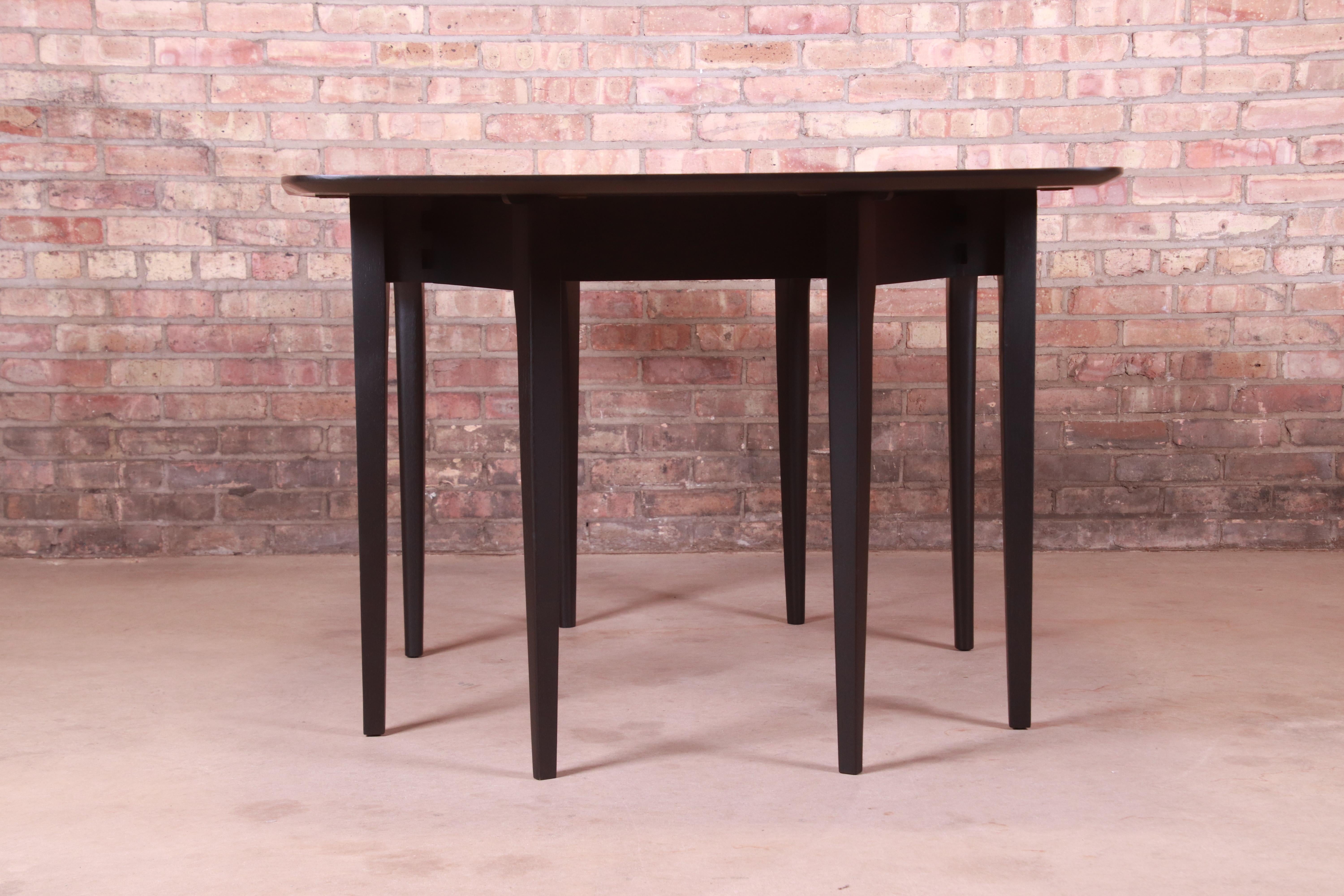 John Van Koert for Drexel Black Lacquered Extension Dining Table, Refinished 9