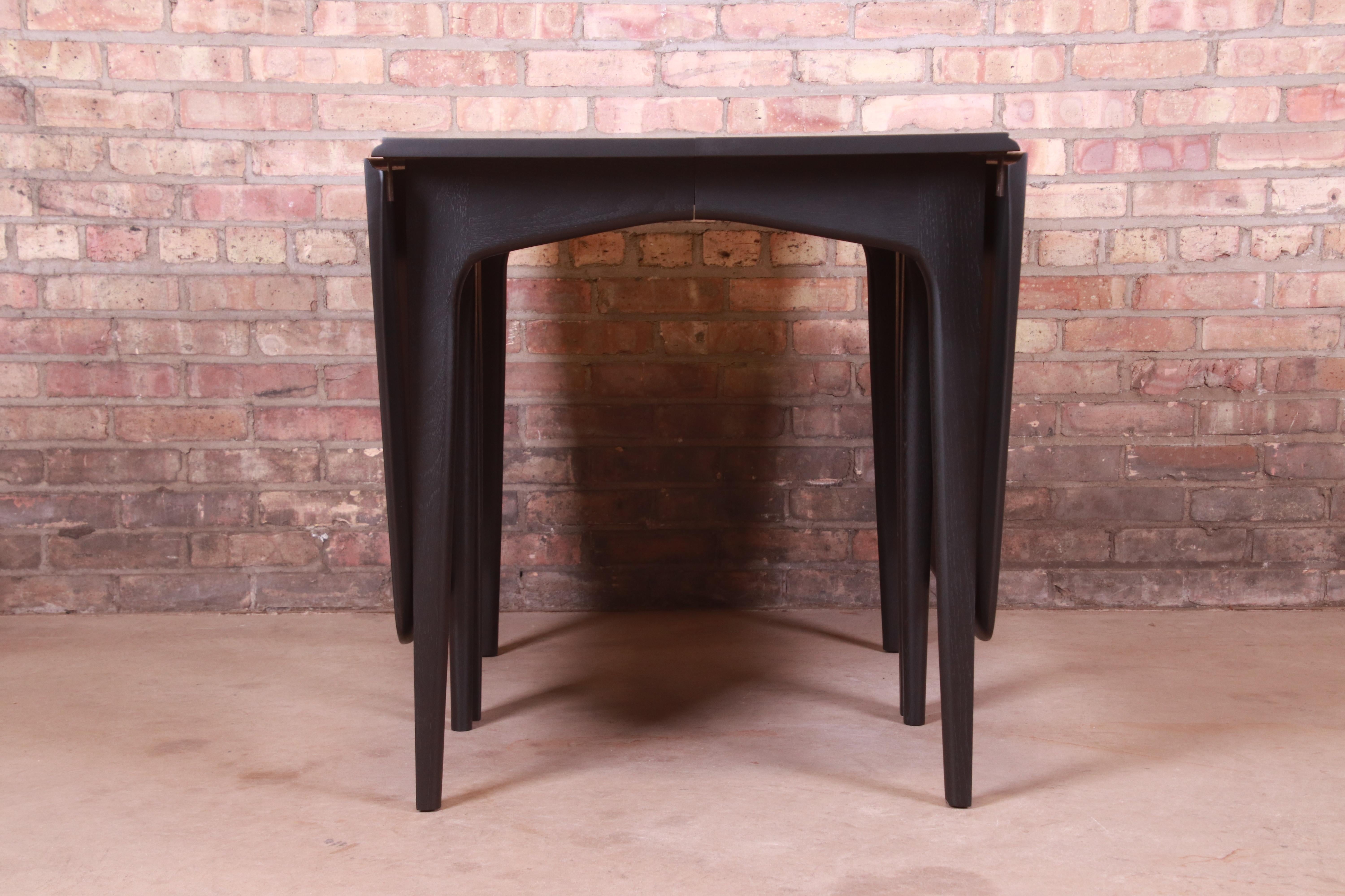 John Van Koert for Drexel Black Lacquered Extension Dining Table, Refinished 10