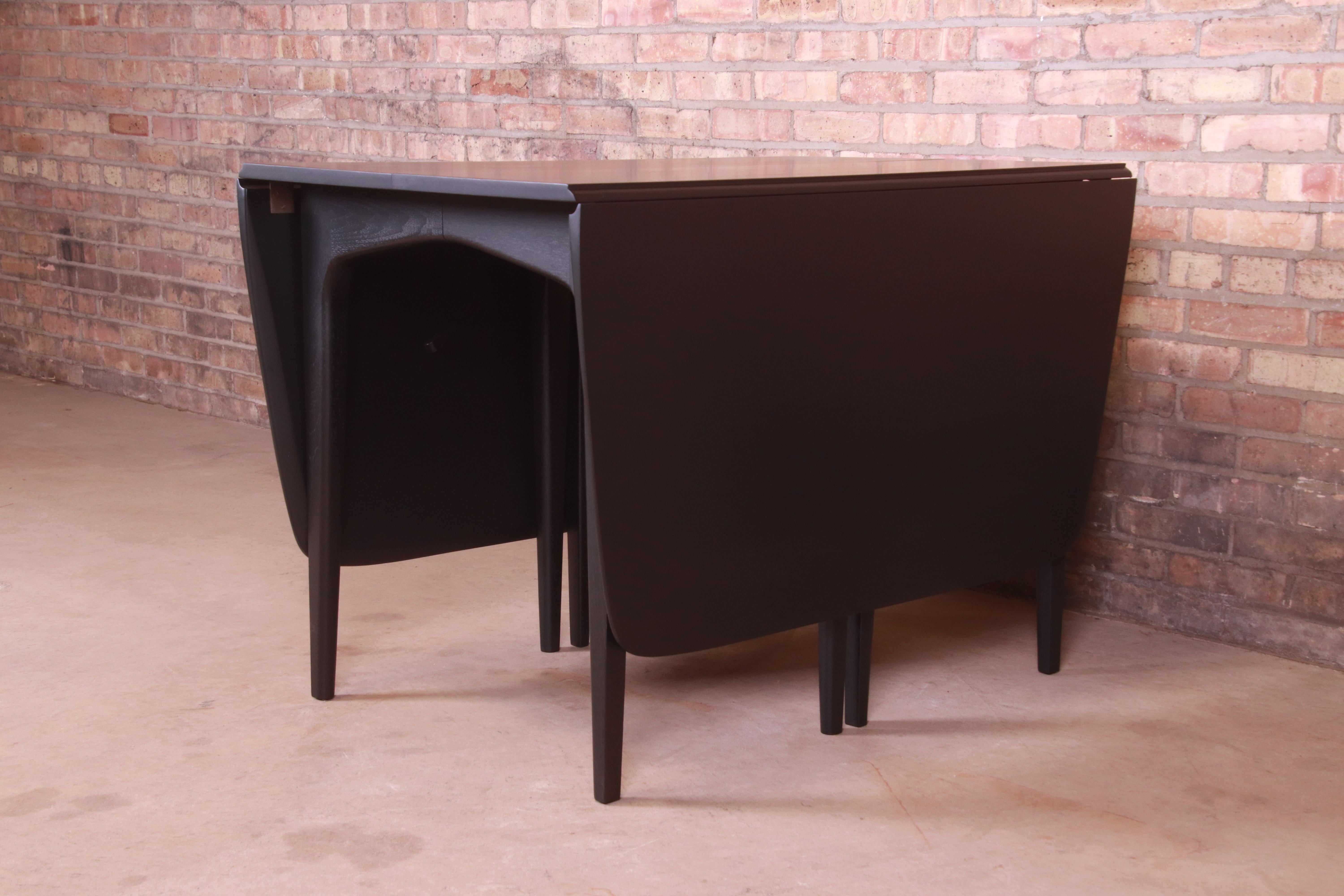 John Van Koert for Drexel Black Lacquered Extension Dining Table, Refinished 11