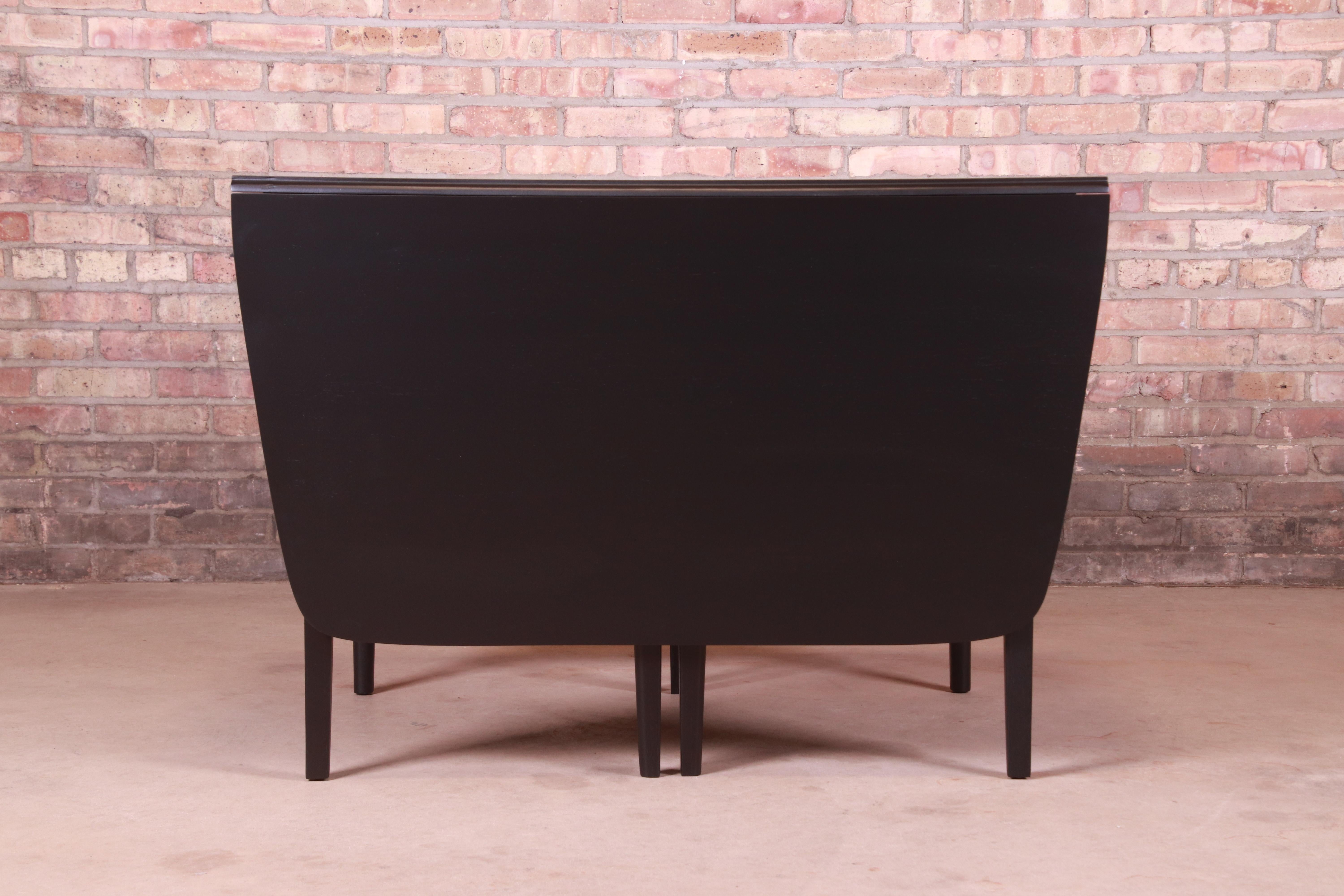 John Van Koert for Drexel Black Lacquered Extension Dining Table, Refinished 12