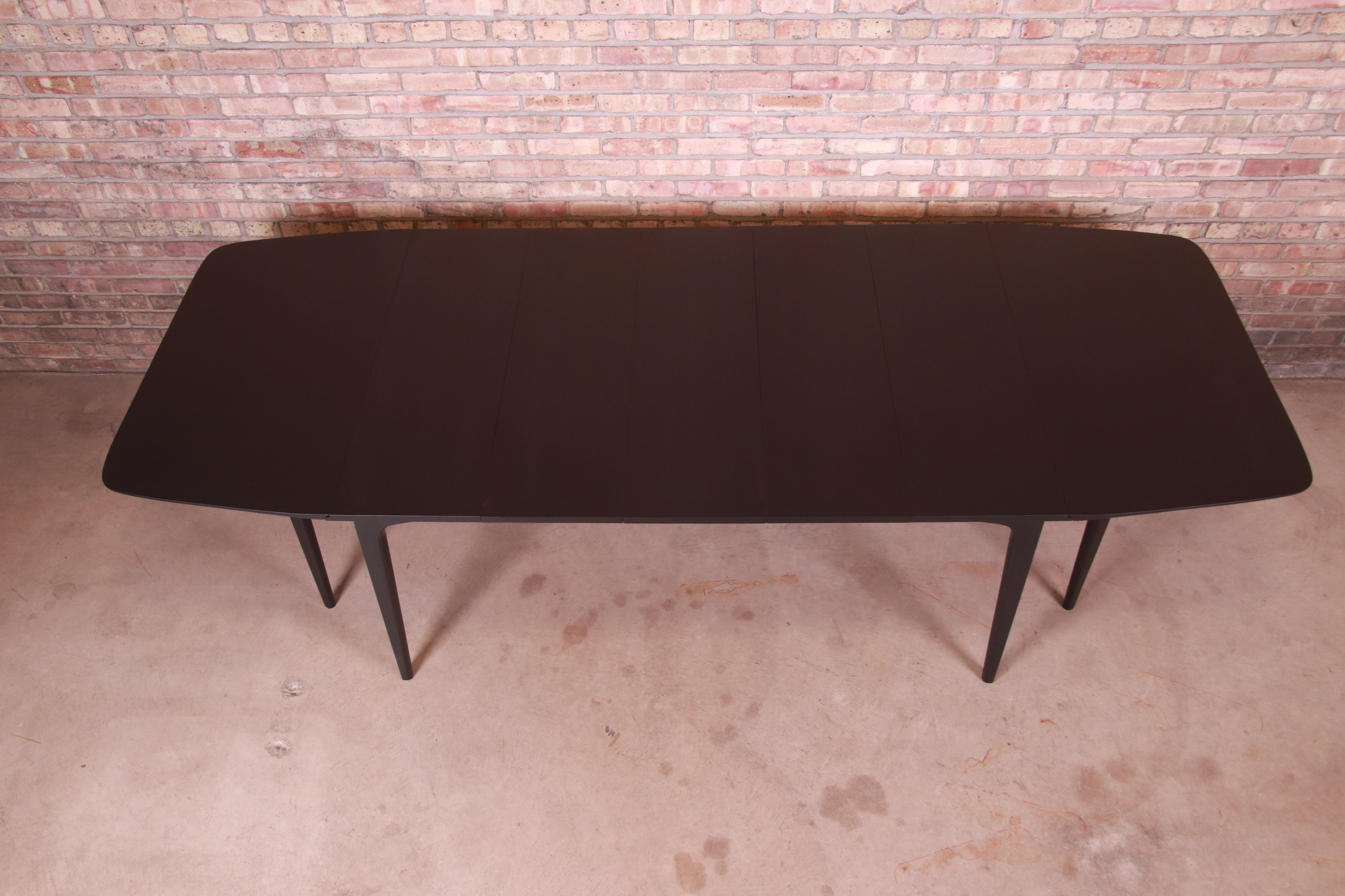 John Van Koert for Drexel Black Lacquered Extension Dining Table, Refinished 1