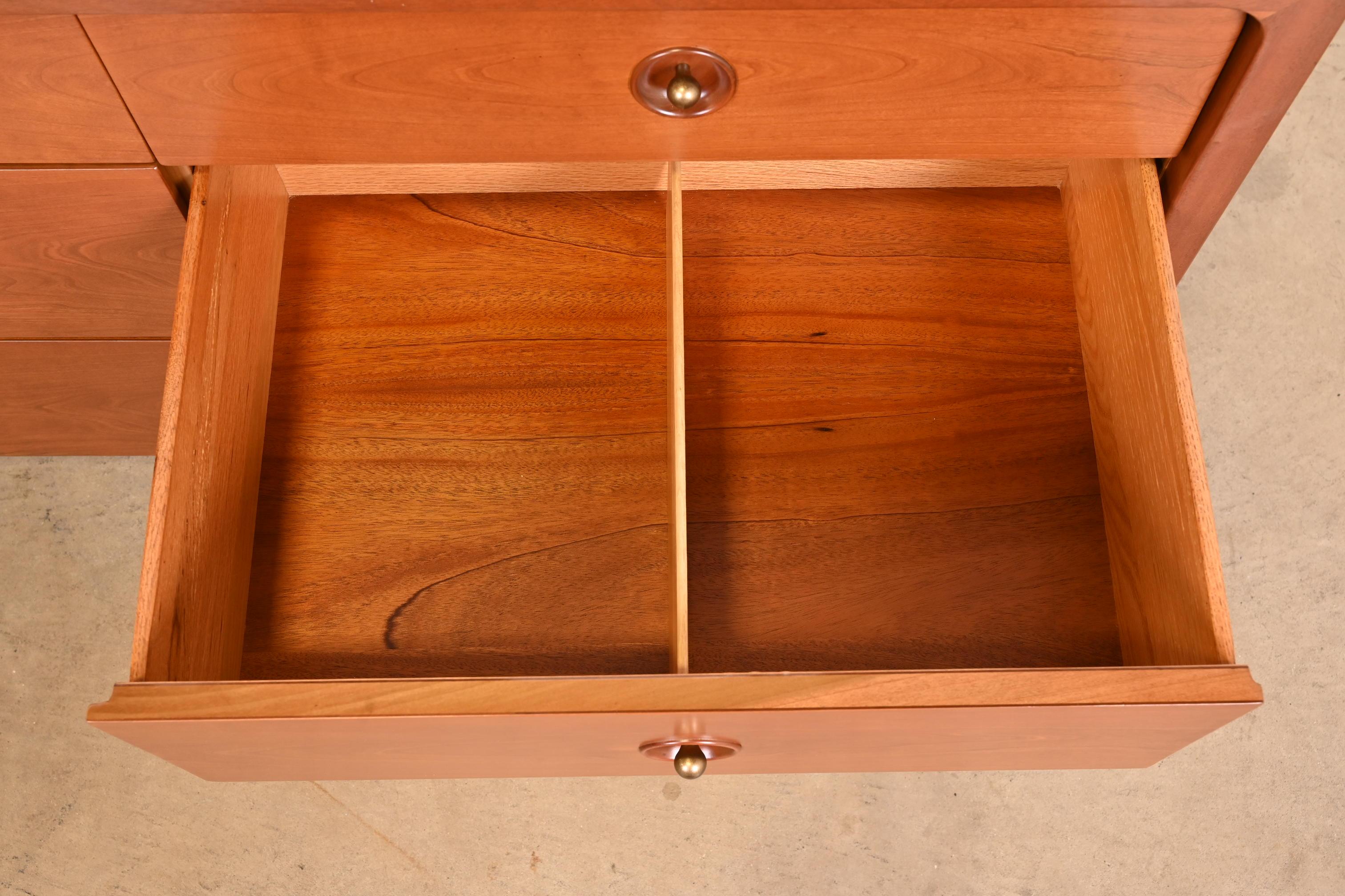John Van Koert for Drexel Cherry Wood Double Dresser, Newly Refinished 7