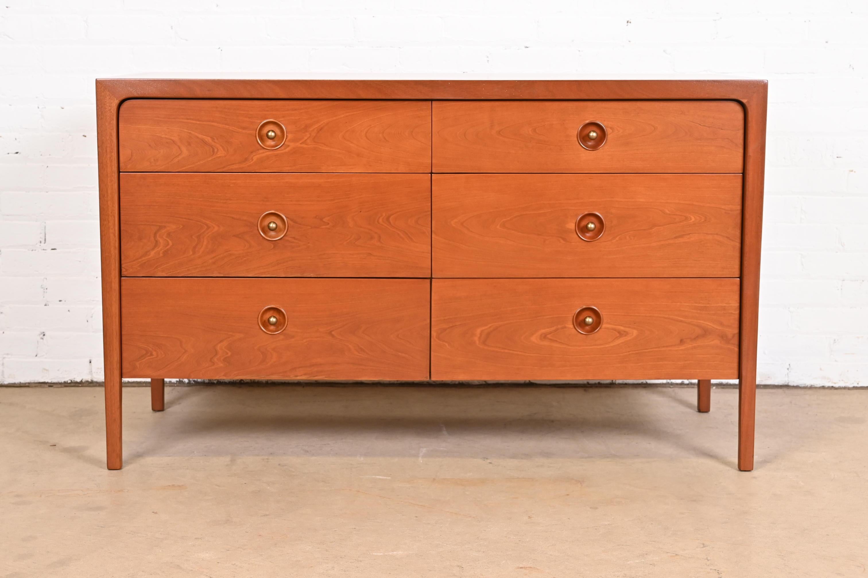 Mid-Century Modern John Van Koert for Drexel Cherry Wood Double Dresser, Newly Refinished