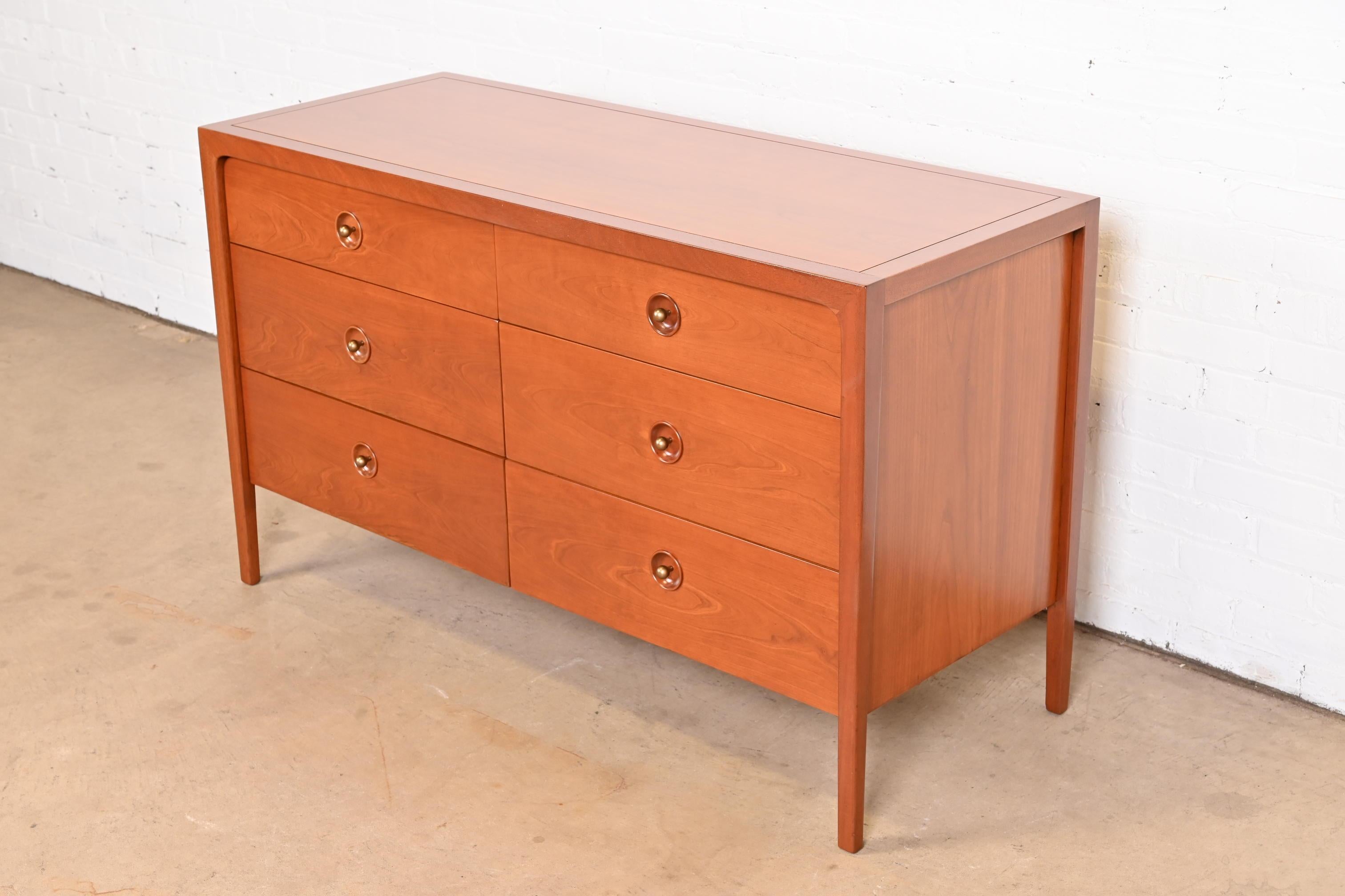 John Van Koert for Drexel Cherry Wood Double Dresser, Newly Refinished In Good Condition In South Bend, IN