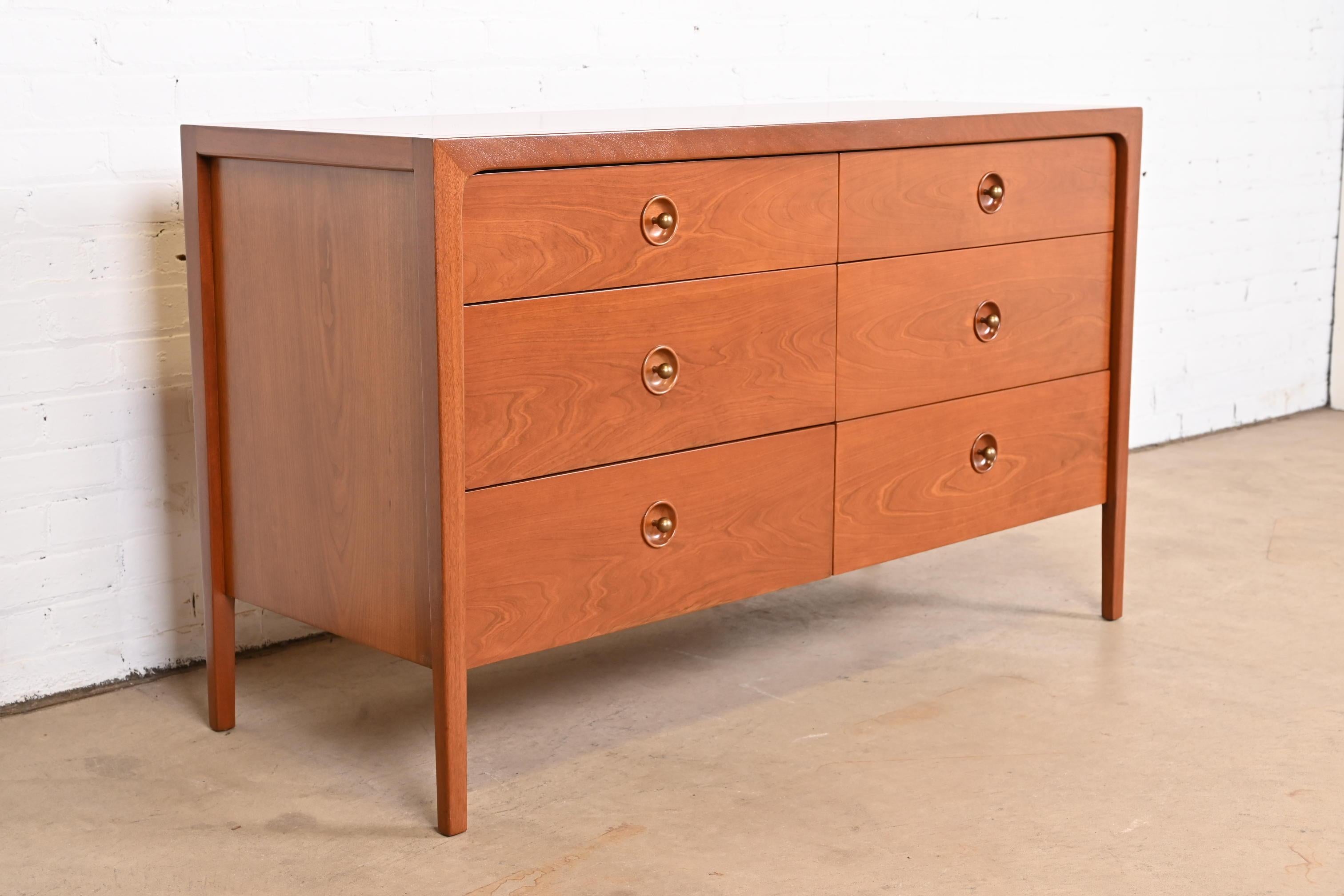 Mid-20th Century John Van Koert for Drexel Cherry Wood Double Dresser, Newly Refinished
