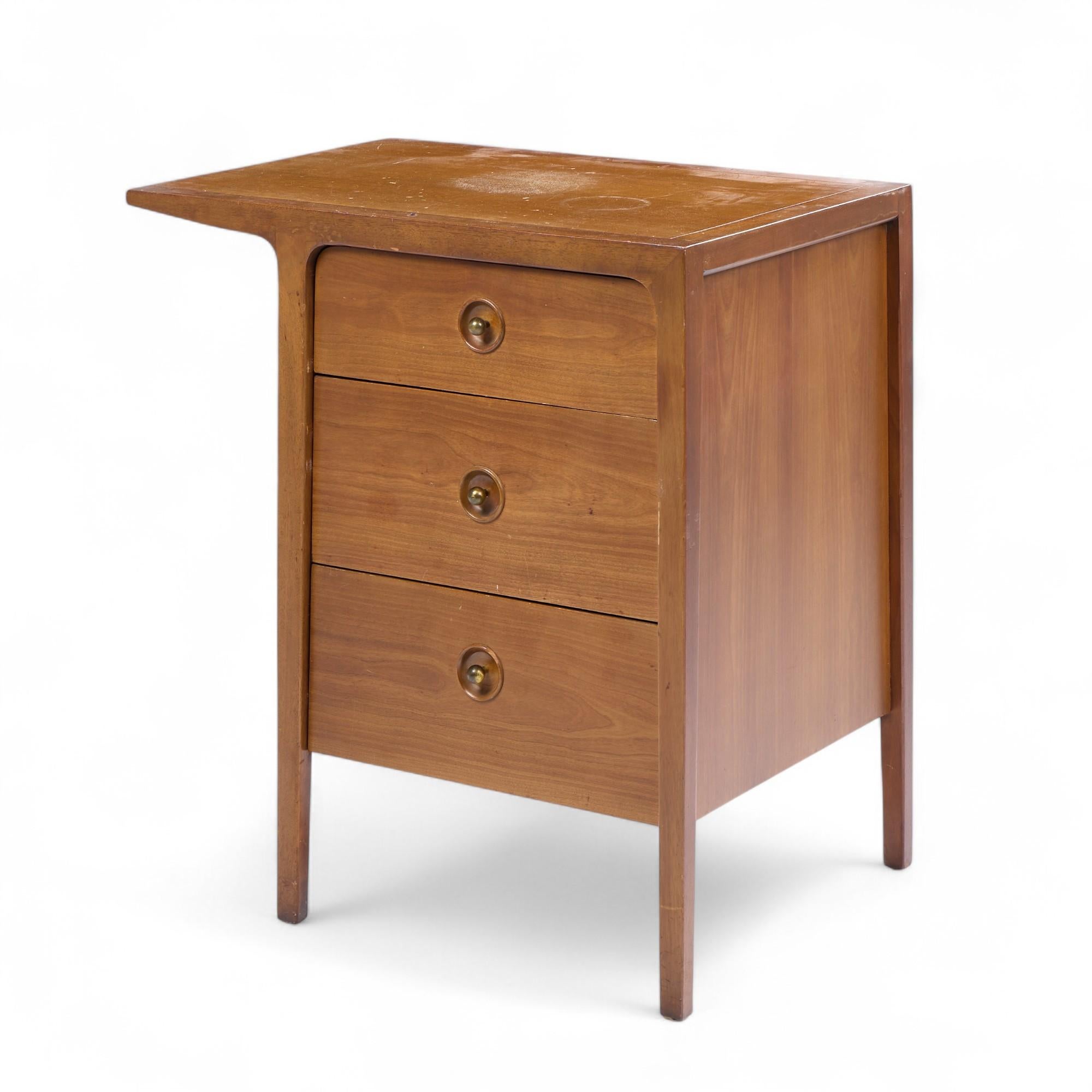 Mid-Century Modern John Van Koert for Drexel Counterpoint Mid Century Walnut Nightstand For Sale