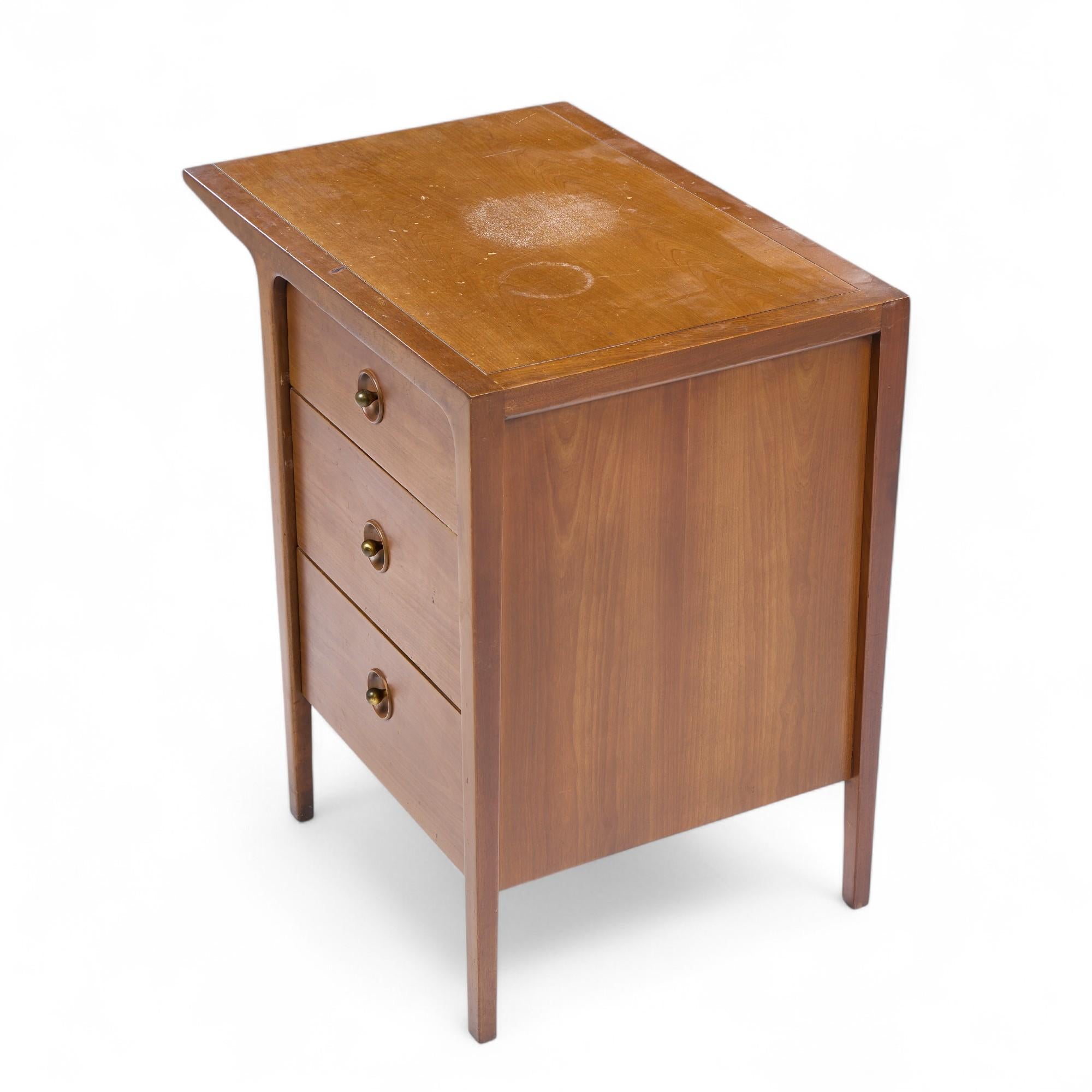 John Van Koert for Drexel Counterpoint Mid Century Walnut Nightstand For Sale 2