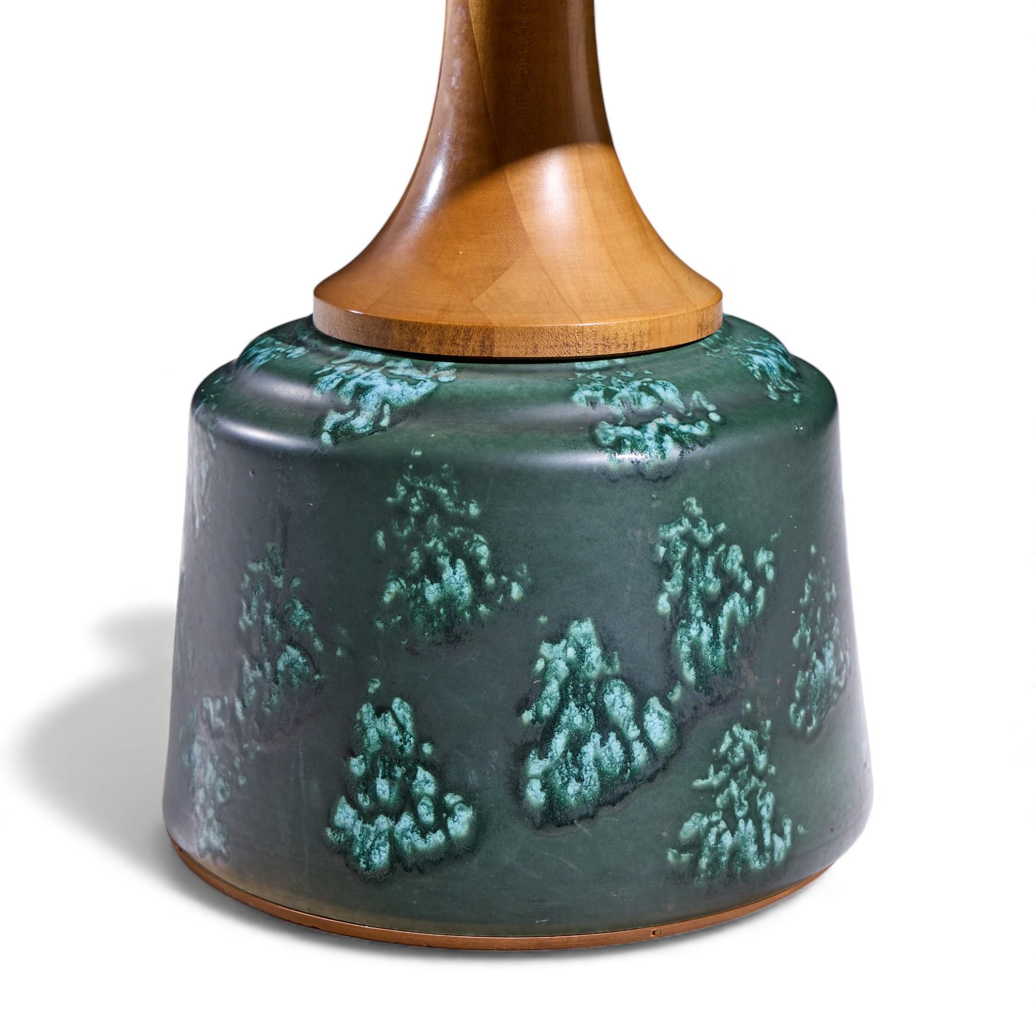 John Van Koert for Drexel Green Ceramic and Walnut Side End Tables - Pair For Sale 5