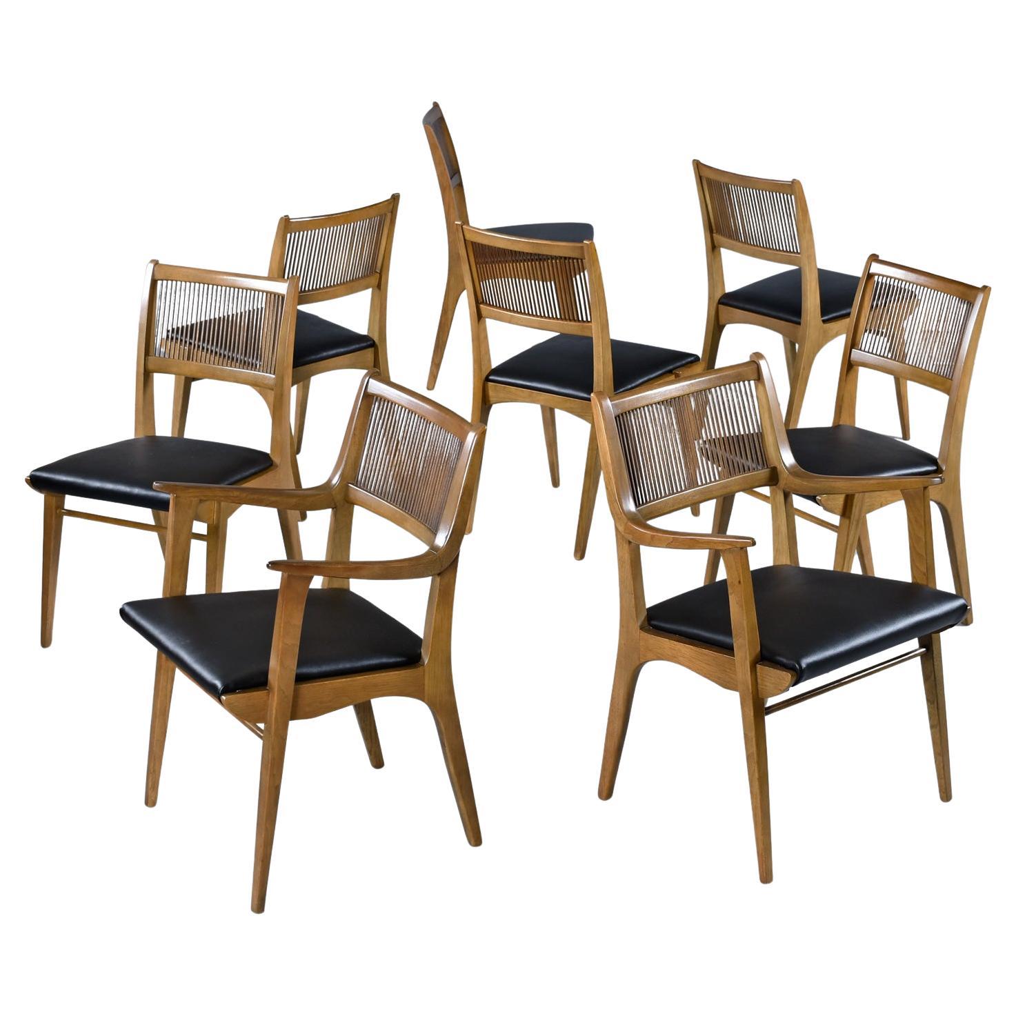 Mid-Century Modern John Van Koert For Drexel K60 Dining Chairs in Scalamandre Vinyl