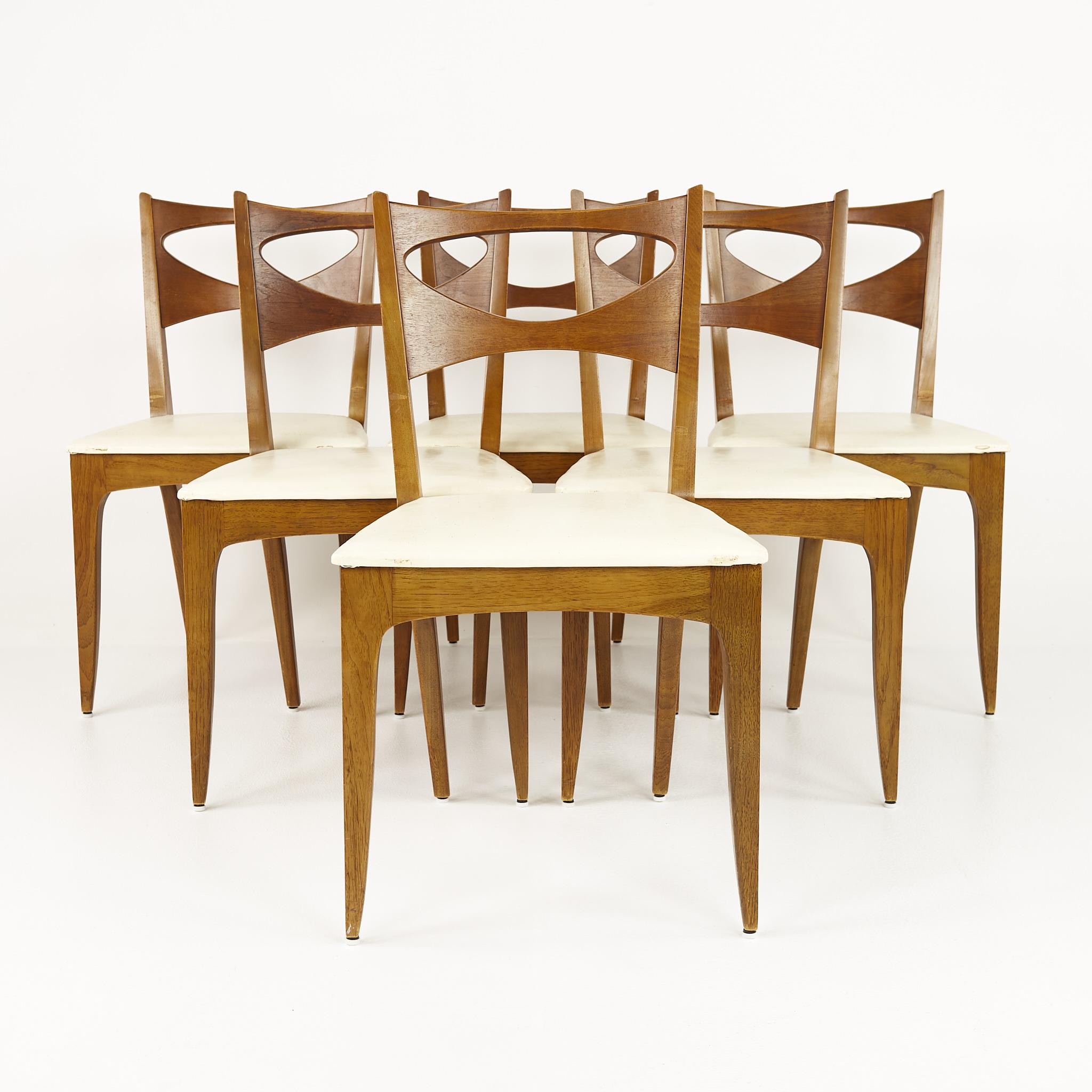 John Van Koert for Drexel mid century dining chairs - Set of 6

Each chair measures: 19 wide x 20.5 deep x 34 high, with a seat height of 18 inches

All pieces of furniture can be had in what we call restored vintage condition. That means the