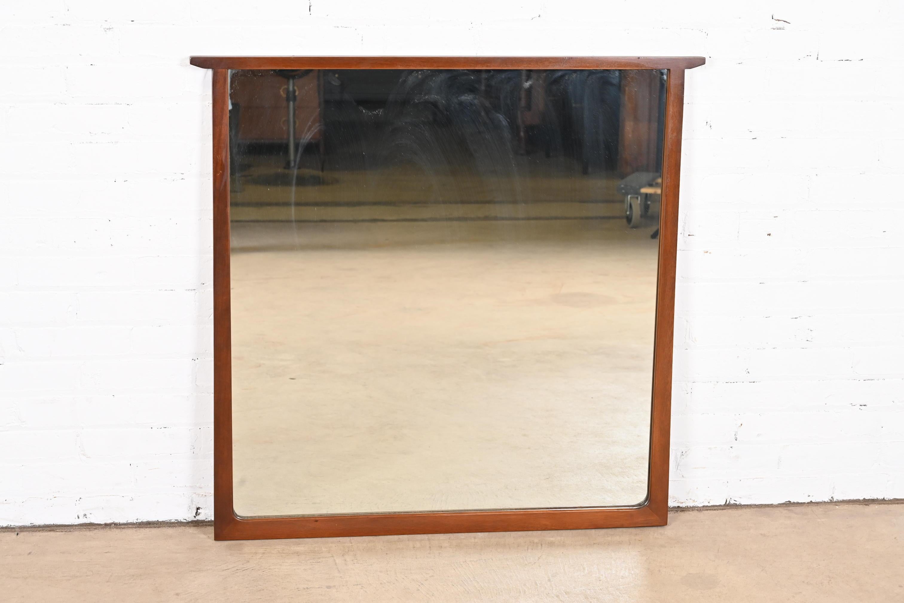 American John Van Koert for Drexel Mid-Century Modern Sculpted Cherry Wood Wall Mirror