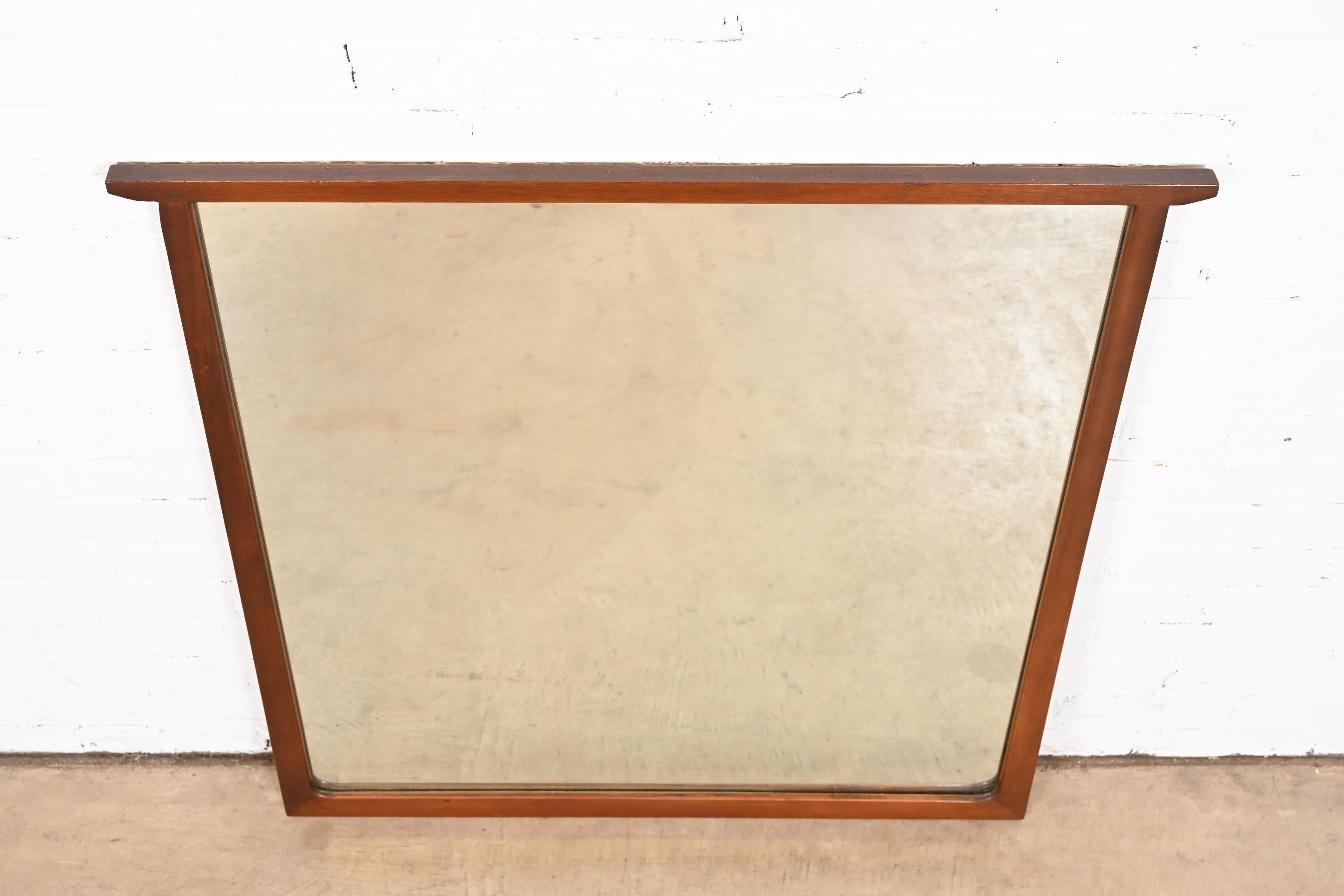 John Van Koert for Drexel Mid-Century Modern Sculpted Cherry Wood Wall Mirror 1