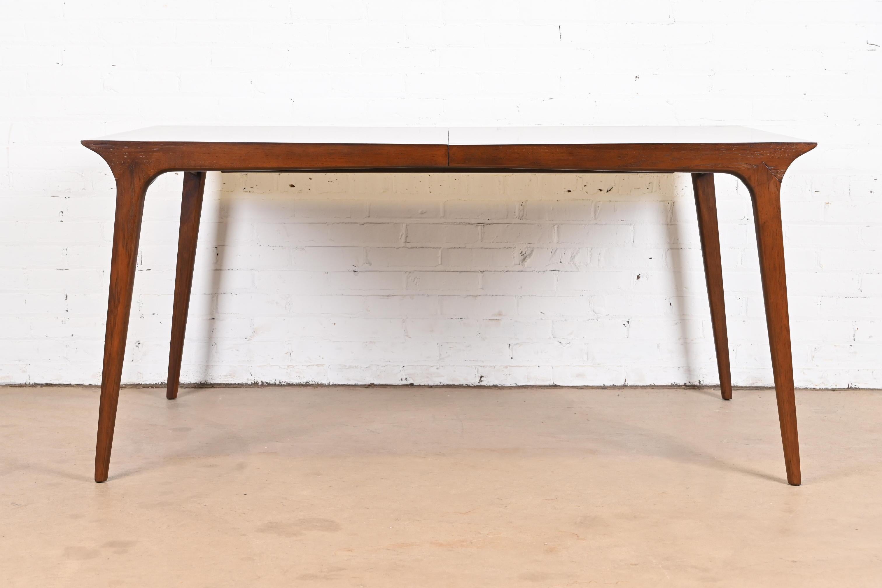 John Van Koert for Drexel Mid-Century Modern Walnut Dining Table, Refinished For Sale 6