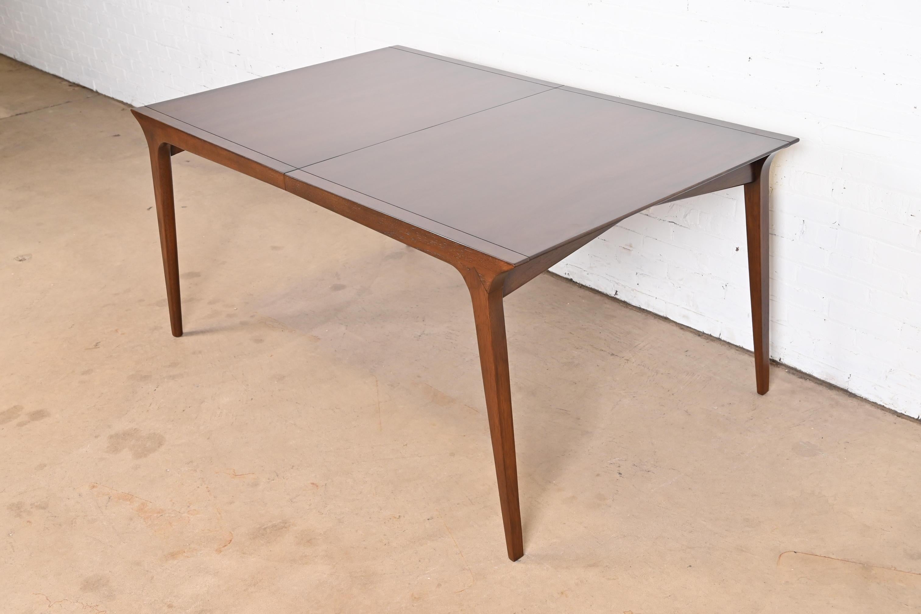 John Van Koert for Drexel Mid-Century Modern Walnut Dining Table, Refinished For Sale 7