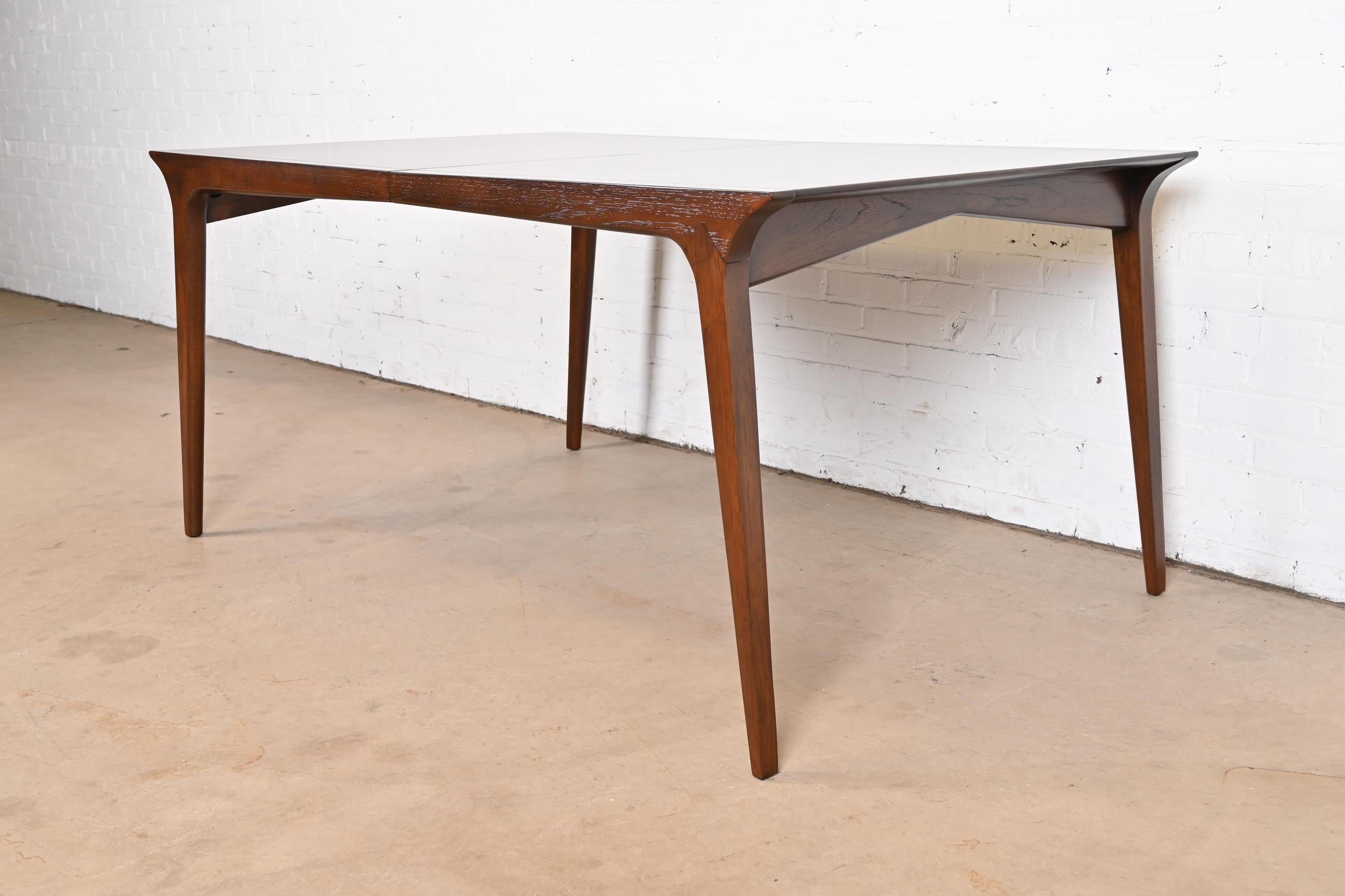 John Van Koert for Drexel Mid-Century Modern Walnut Dining Table, Refinished For Sale 8