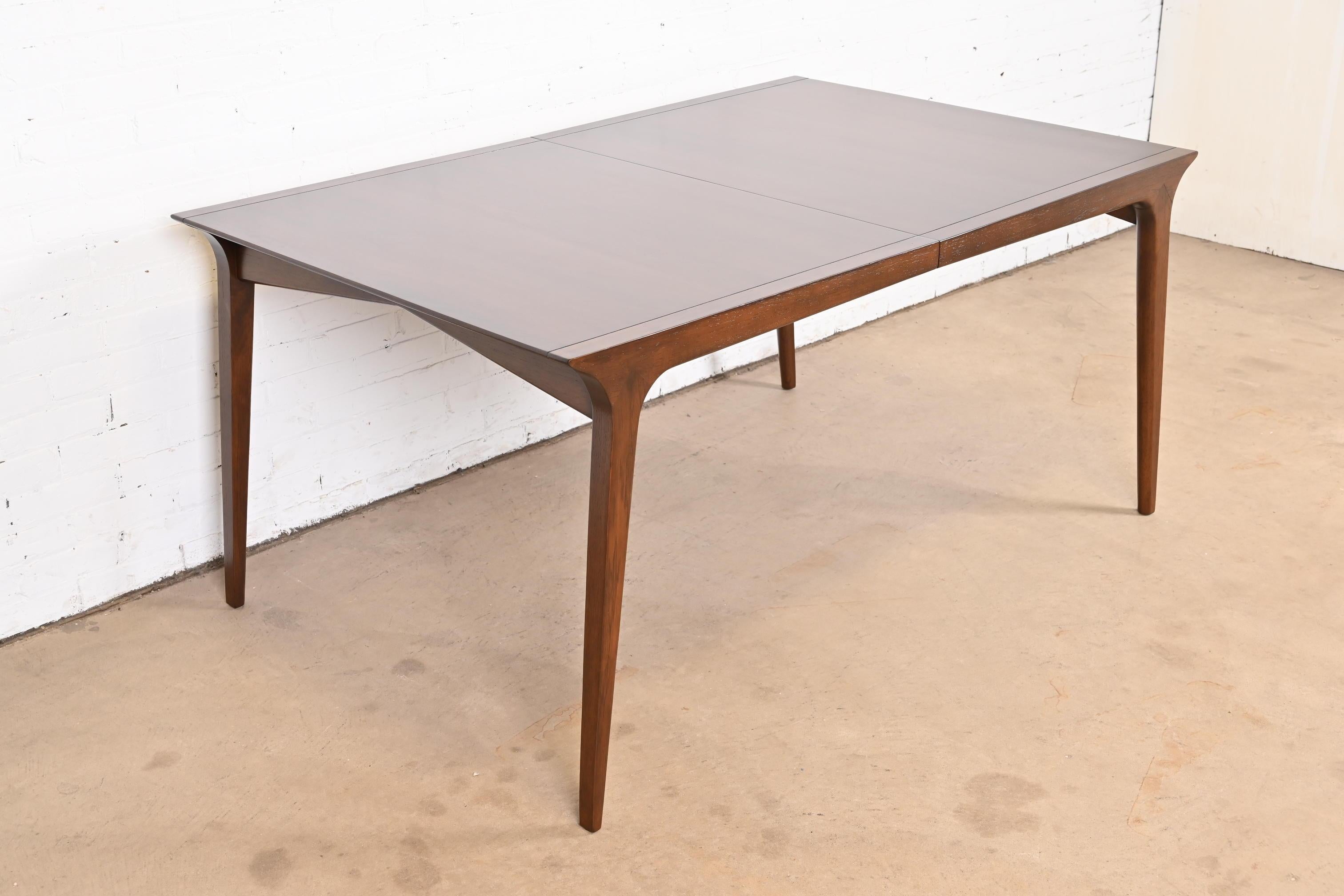 John Van Koert for Drexel Mid-Century Modern Walnut Dining Table, Refinished For Sale 9