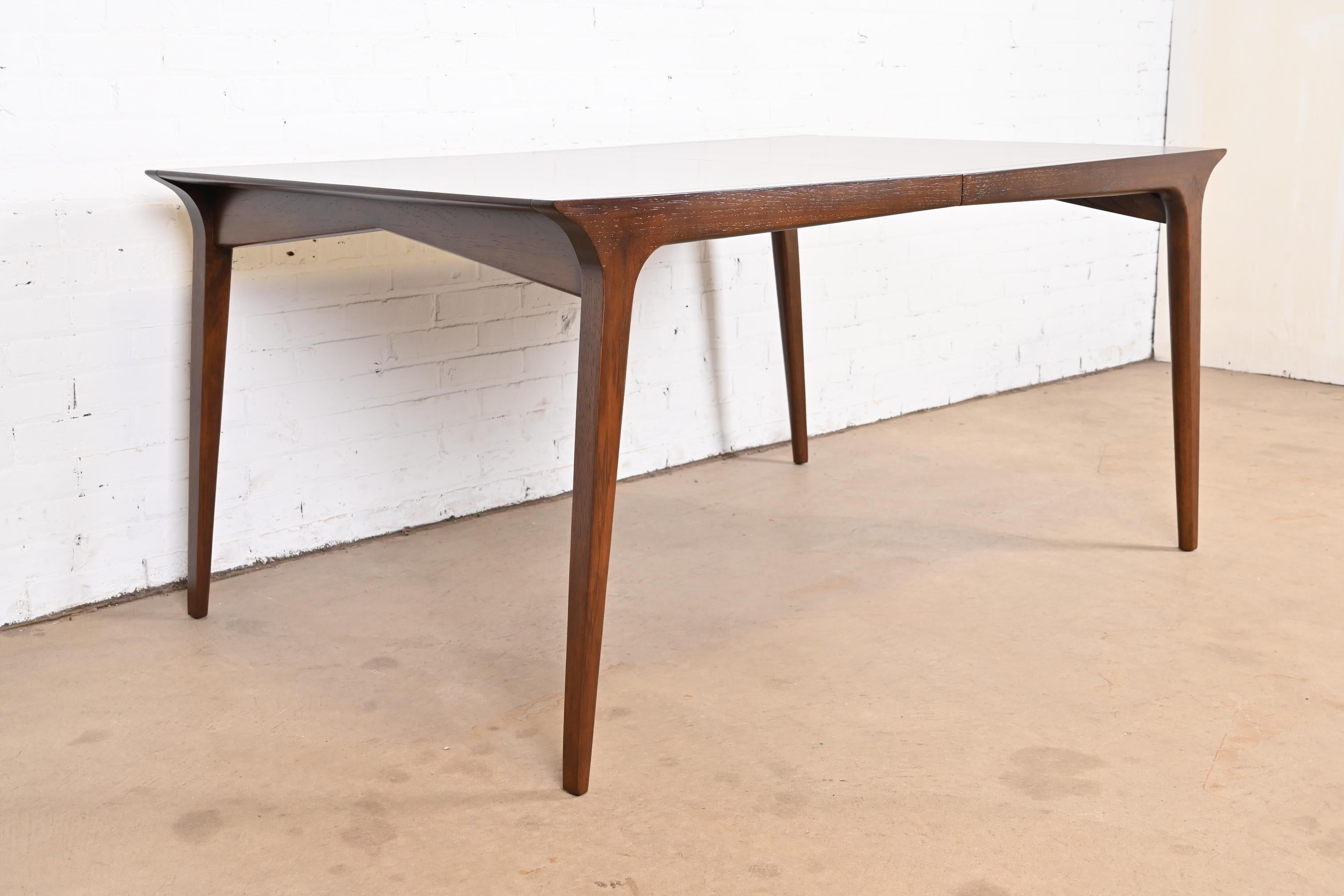 John Van Koert for Drexel Mid-Century Modern Walnut Dining Table, Refinished For Sale 10